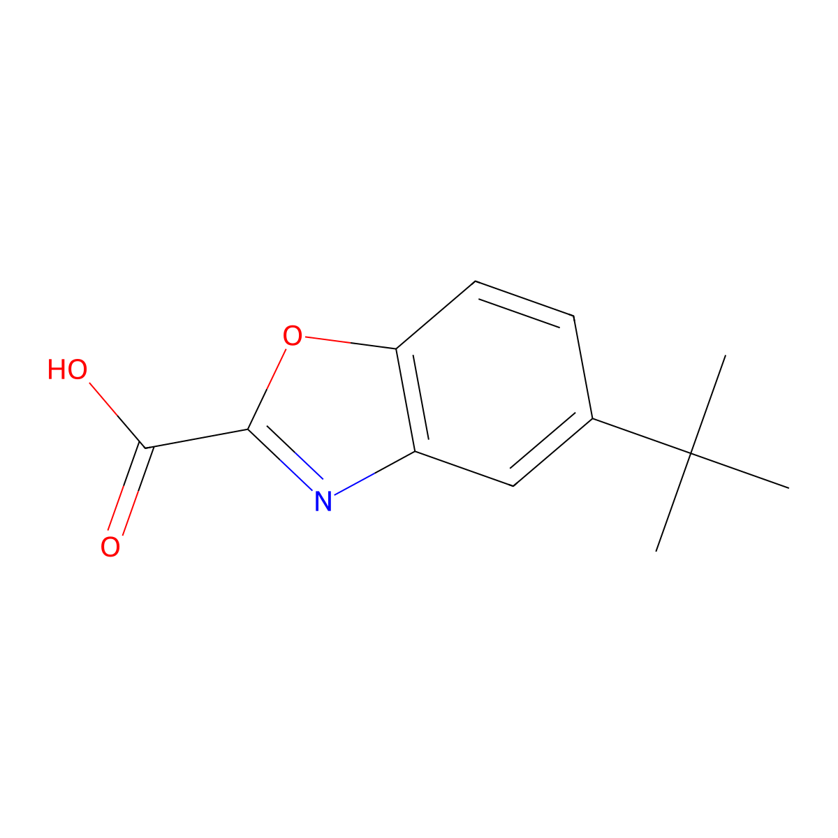 5-tert-Butyl-1,3-benzoxazole-2-carboxylic acid molecular structure, CAS 1515100-25-0
