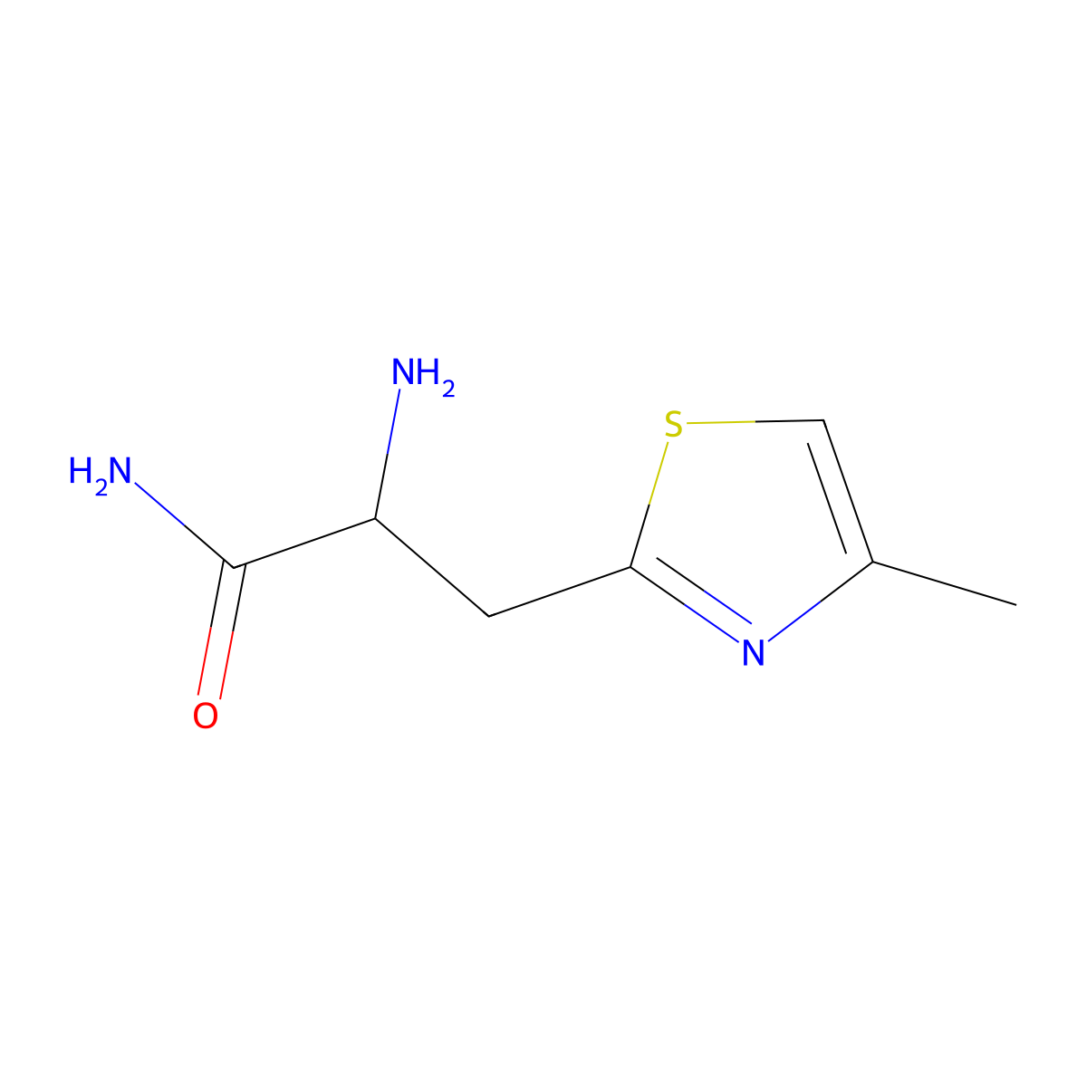 2-Amino-3-(4-methyl-1,3-thiazol-2-yl)propanamide molecular structure, CAS 1515105-64-2