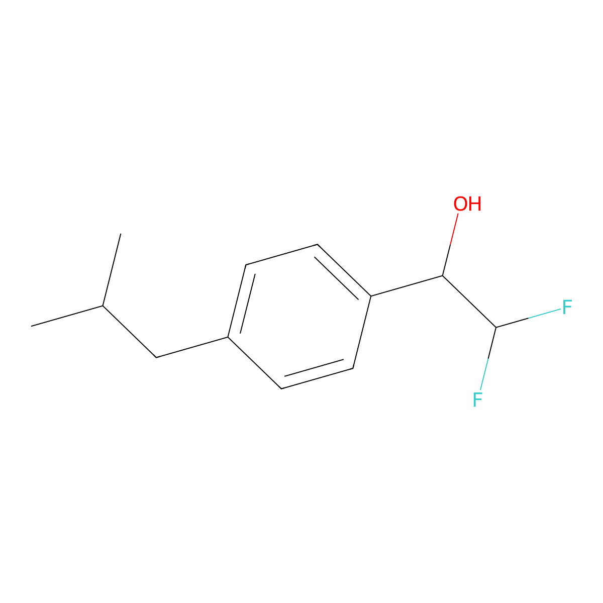 2,2-Difluoro-1-[4-(2-methylpropyl)phenyl]ethan-1-ol molecular structure, CAS 1515117-12-0