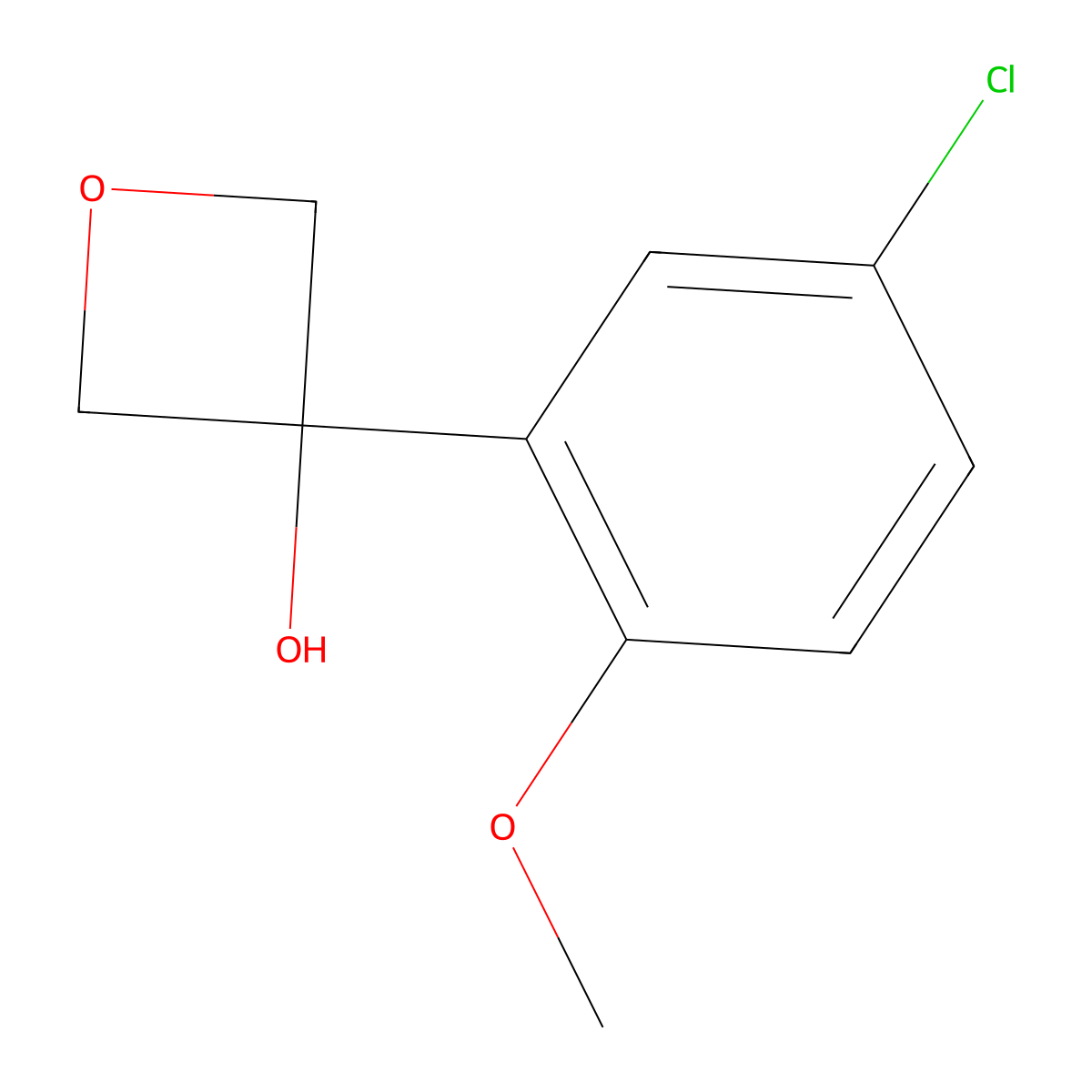 3-(5-Chloro-2-methoxyphenyl)-3-oxetanol molecular structure, CAS 1515158-23-2