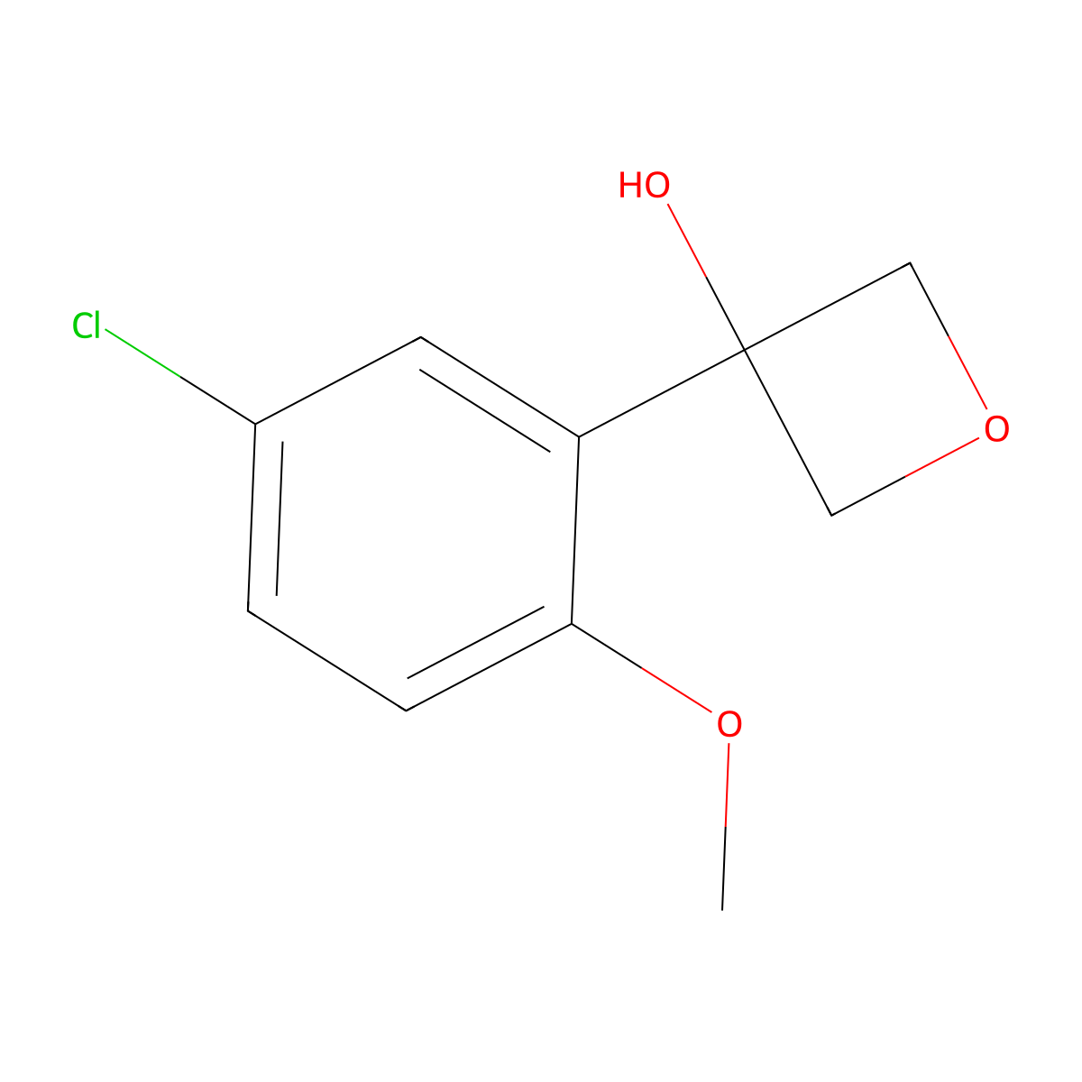 3-(5-Chloro-2-methoxyphenyl)-3-oxetanol molecular structure, CAS 1515158-23-2