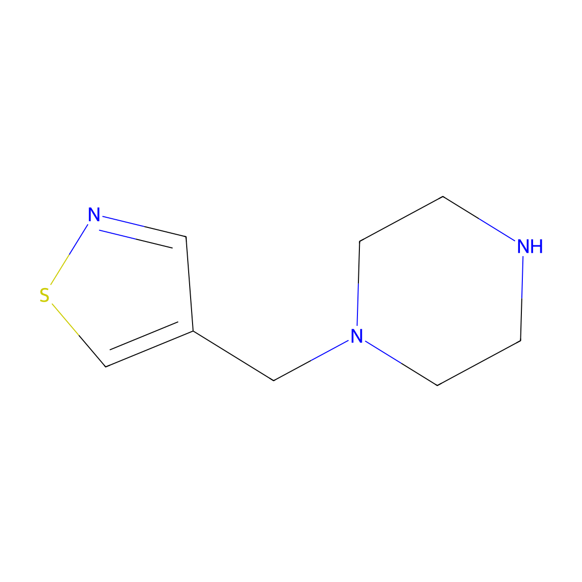 1-[(1,2-Thiazol-4-yl)methyl]piperazine molecular structure, CAS 1515168-61-2