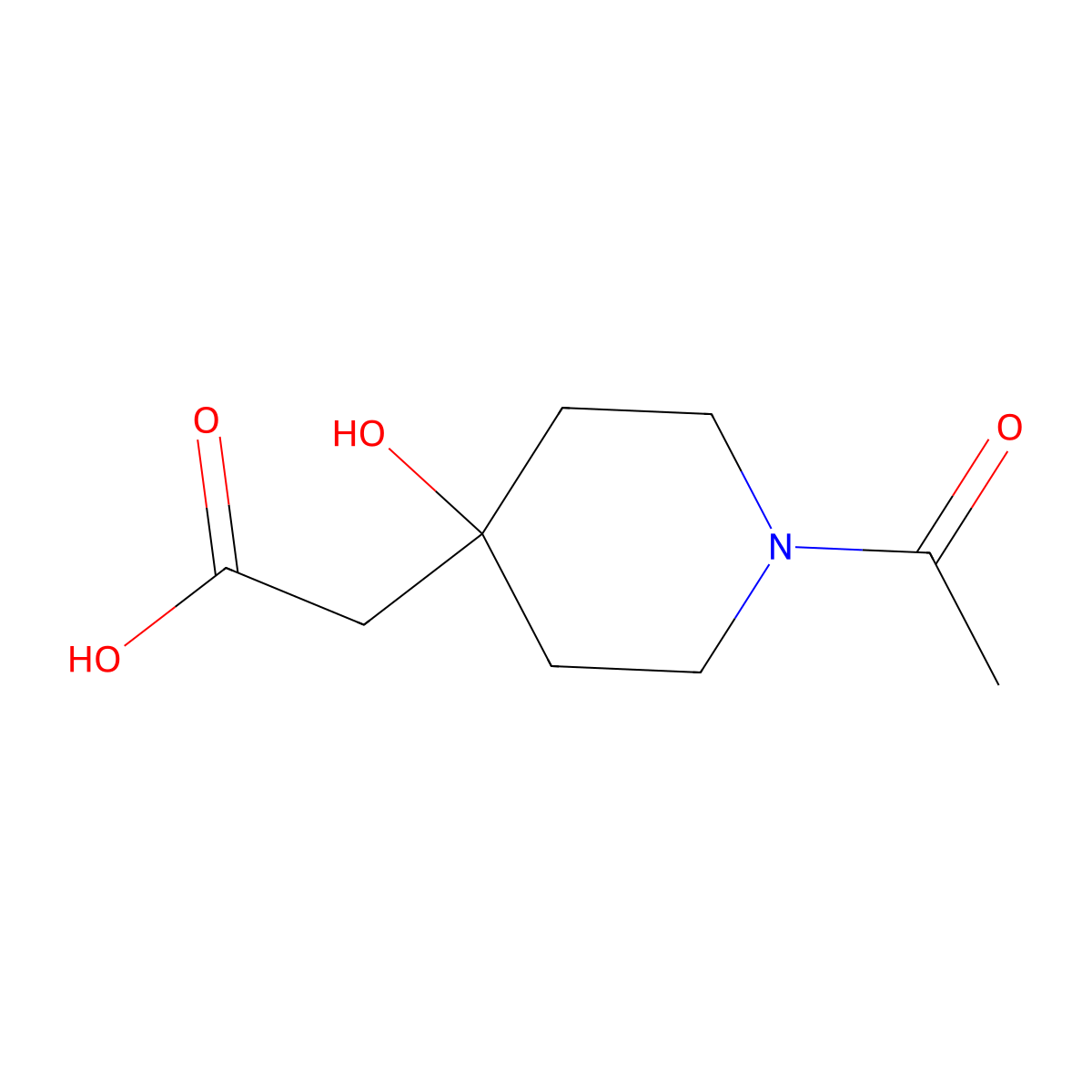 2-(1-Acetyl-4-hydroxypiperidin-4-yl)acetic acid molecular structure, CAS 1515181-42-6