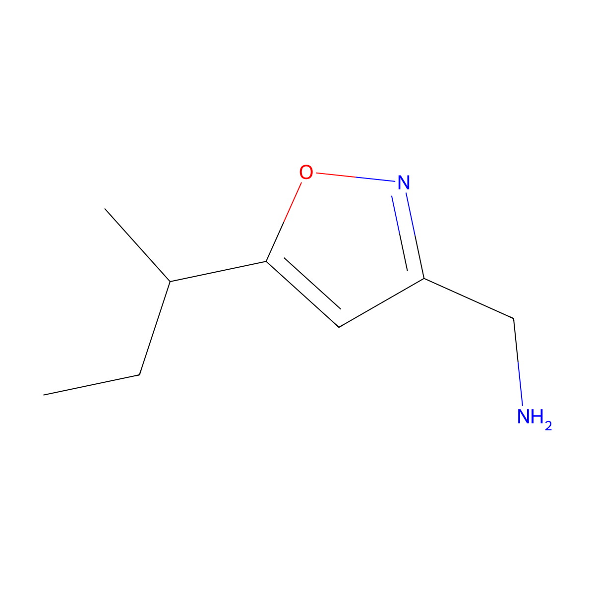 [5-(Butan-2-yl)-1,2-oxazol-3-yl]methanamine molecular structure, CAS 1515238-50-2