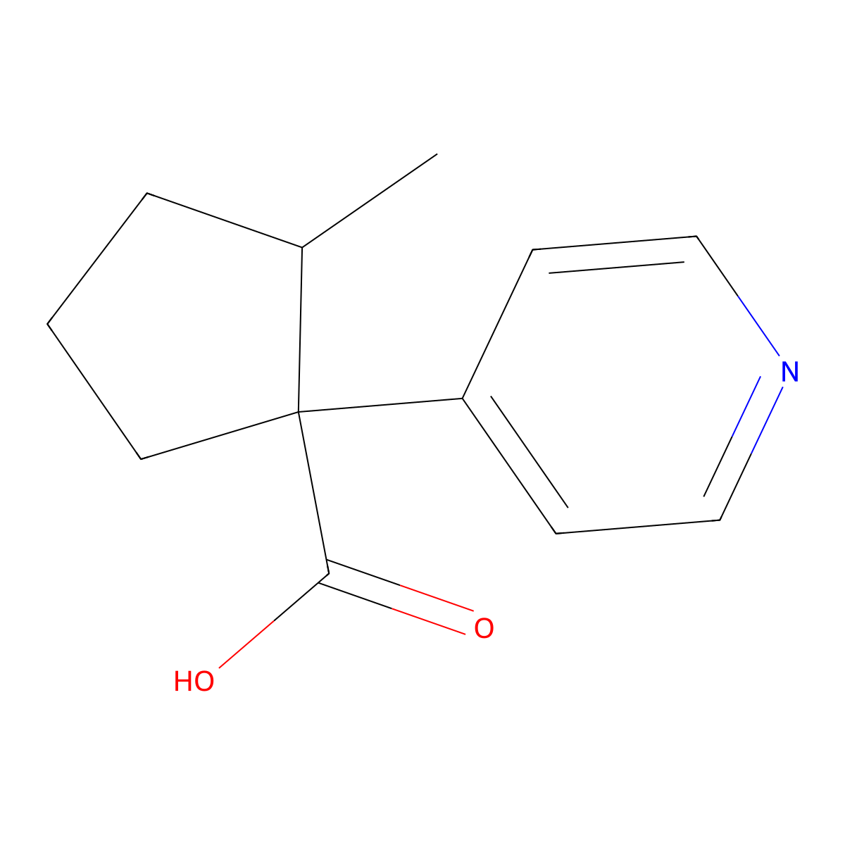 2-Methyl-1-(pyridin-4-yl)cyclopentane-1-carboxylic acid molecular structure, CAS 1515243-06-7