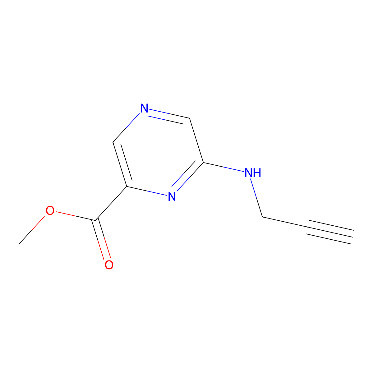 Methyl 6-[(prop-2-YN-1-YL)amino]pyrazine-2-carboxylate molecular structure, CAS 1515247-16-1