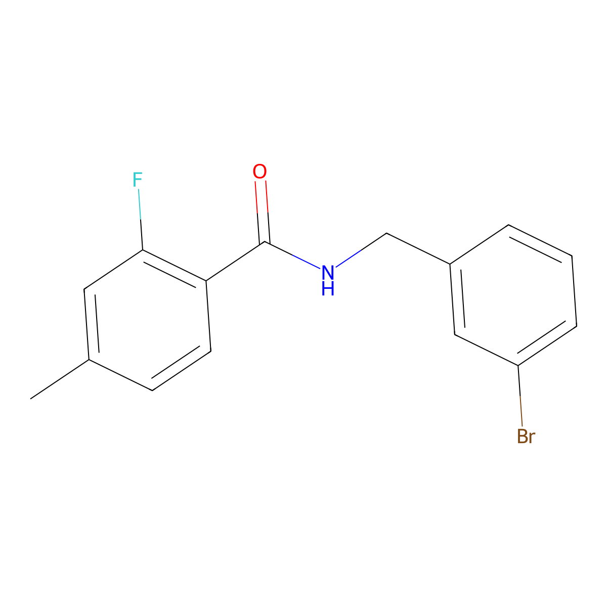 N-[(3-Bromophenyl)methyl]-2-fluoro-4-methylbenzamide molecular structure, CAS 1515248-11-9