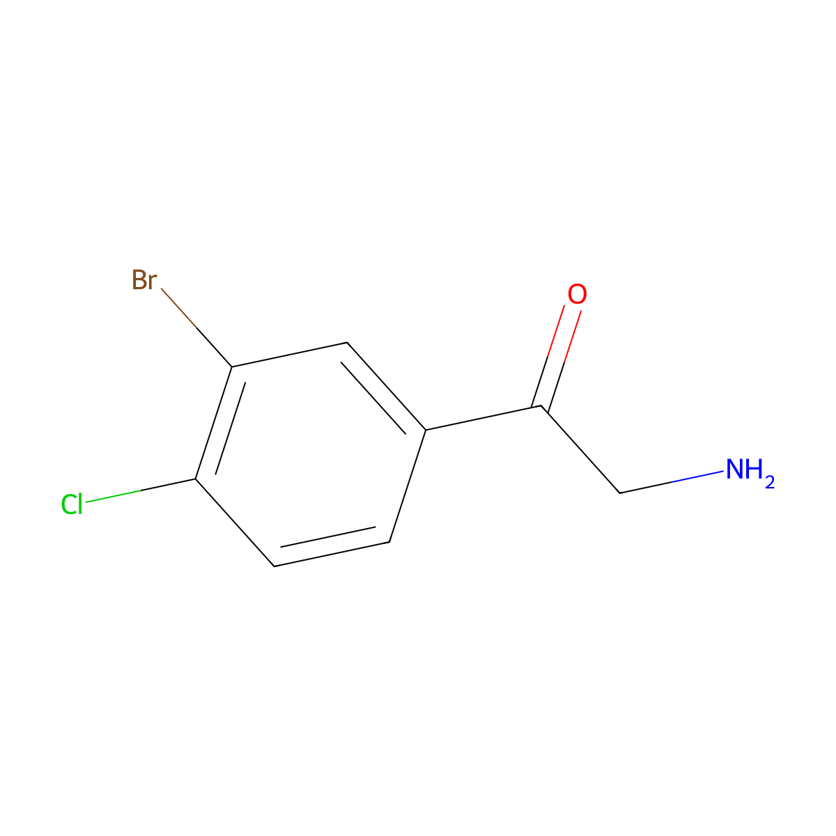 2-Amino-1-(3-bromo-4-chlorophenyl)ethan-1-one molecular structure, CAS 1515253-22-1