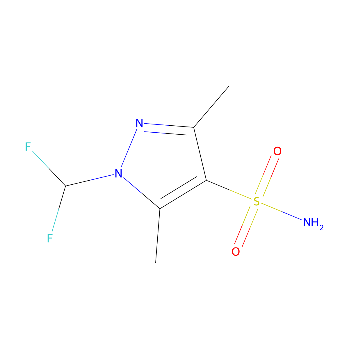 1-(difluoromethyl)-3,5-dimethyl-1H-pyrazole-4-sulfonamide molecular structure, CAS 1515264-66-0
