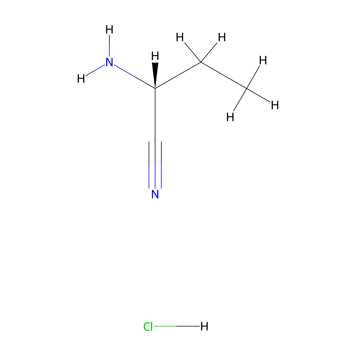 (2R)-2-aminobutanenitrile hydrochloride molecular structure, CAS 151528-47-1