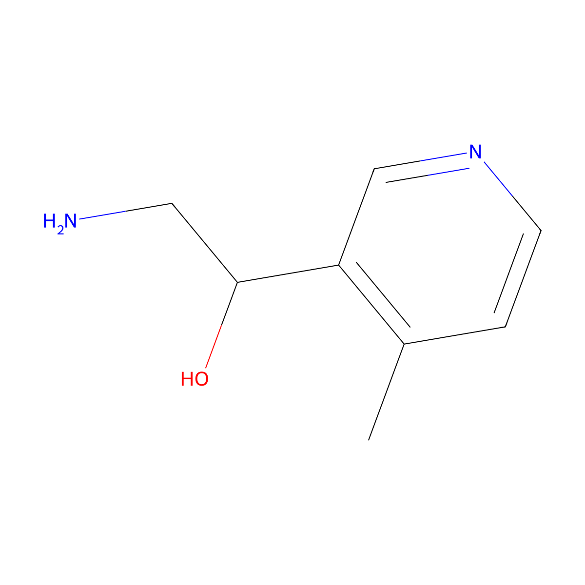 2-Amino-1-(4-methylpyridin-3-yl)ethan-1-ol molecular structure, CAS 1515287-14-5