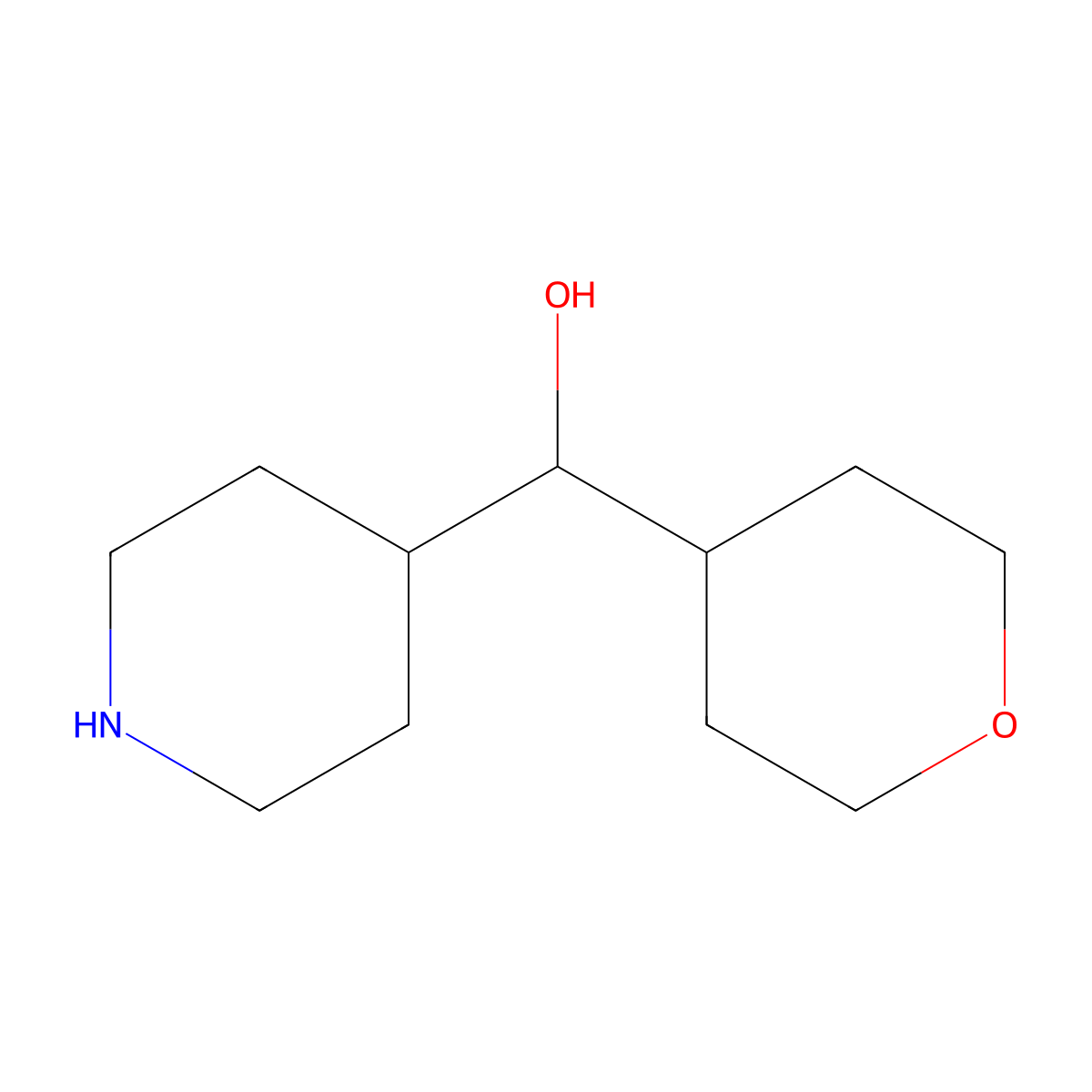 (Oxan-4-yl)(piperidin-4-yl)methanol molecular structure, CAS 1515291-50-5