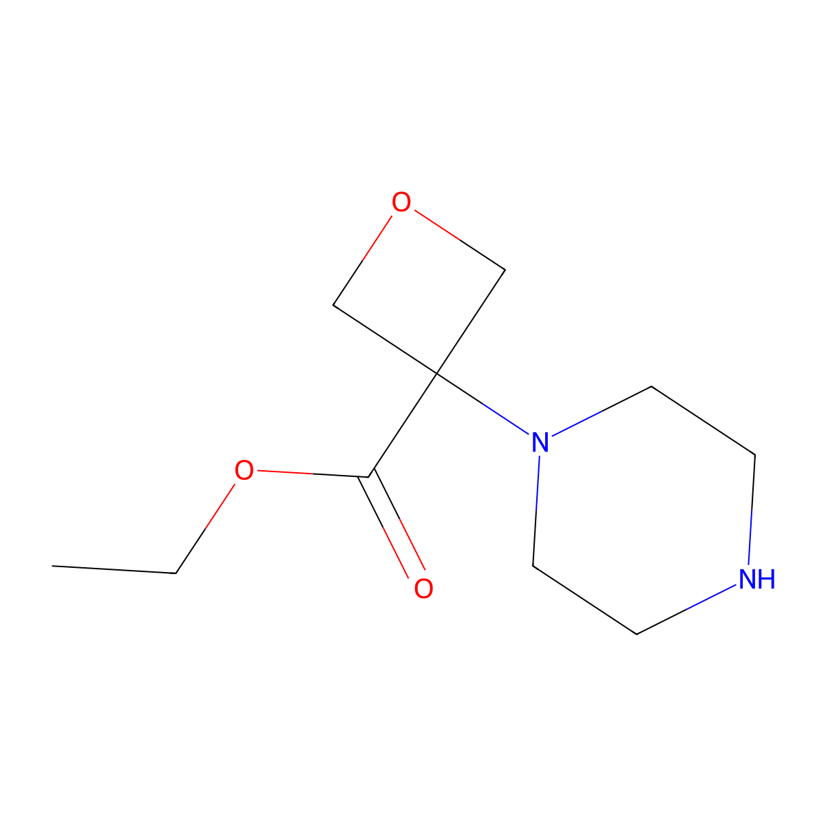 Ethyl 3-(piperazin-1-yl)oxetane-3-carboxylate molecular structure, CAS 1515298-52-8