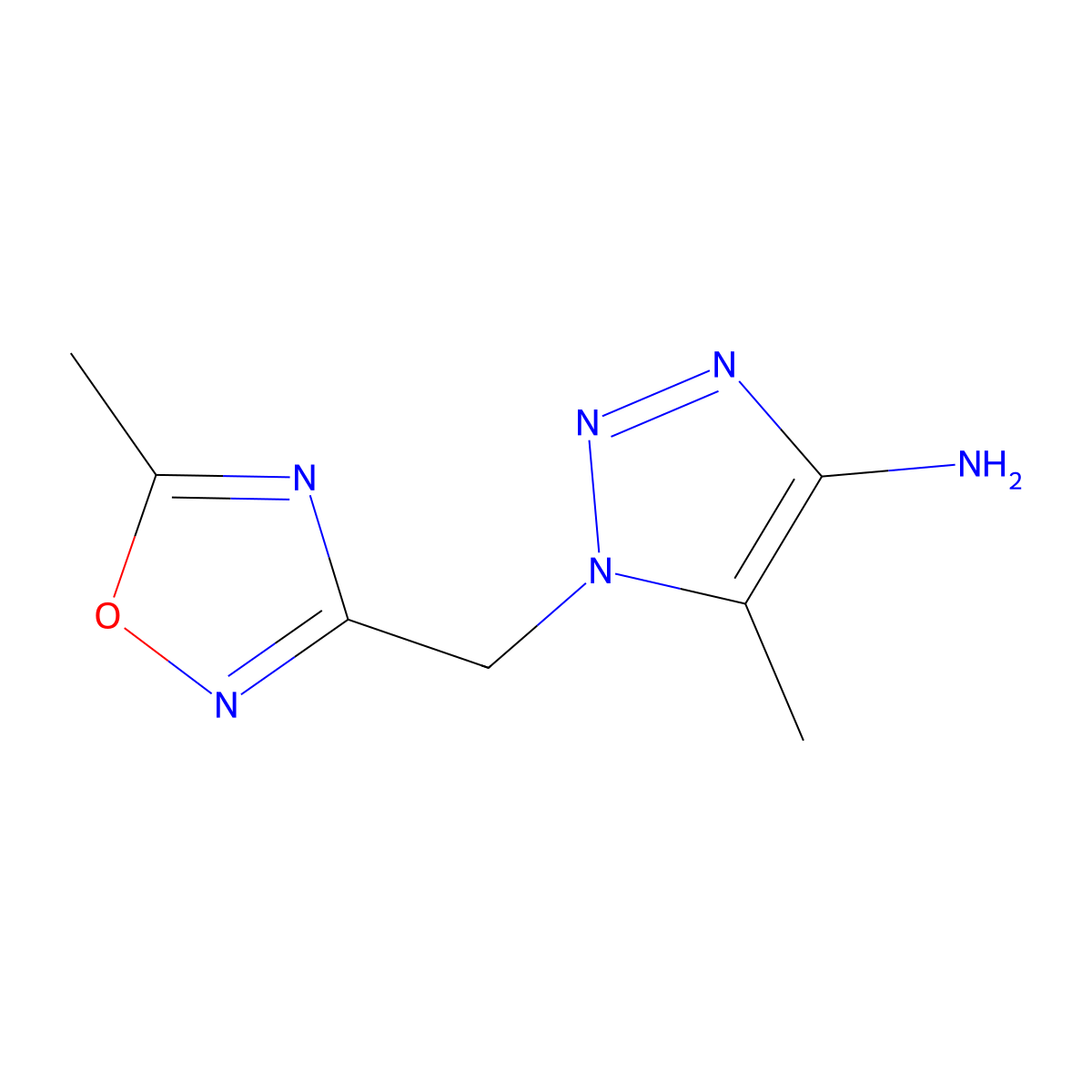 5-methyl-1-[(5-methyl-1,2,4-oxadiazol-3-yl)methyl]-1H-1,2,3-triazol-4-amine molecular structure, CAS 1515305-74-4