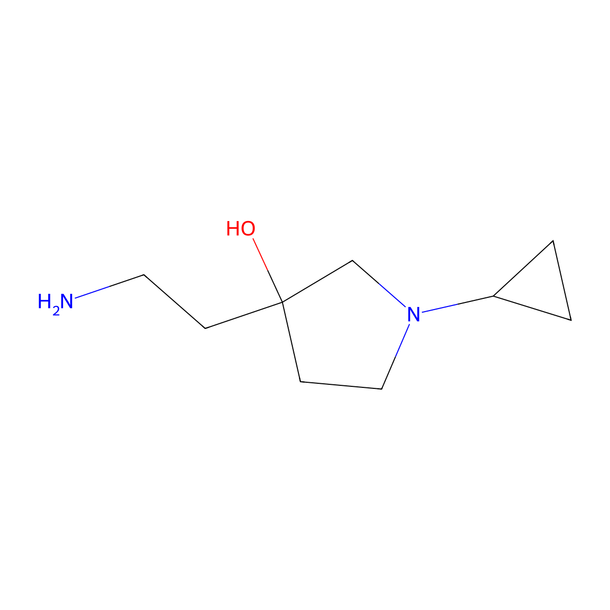 3-(2-Aminoethyl)-1-cyclopropylpyrrolidin-3-ol molecular structure, CAS 1515307-33-1