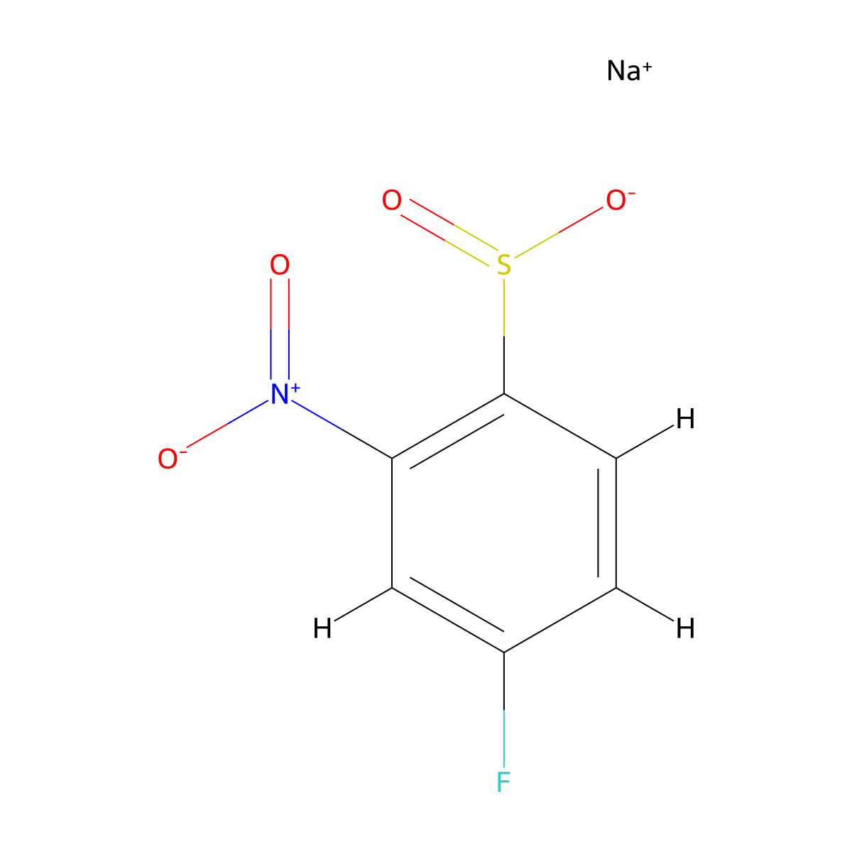 Sodium 4-fluoro-2-nitrobenzene-1-sulfinate molecular structure, CAS 1515315-03-3