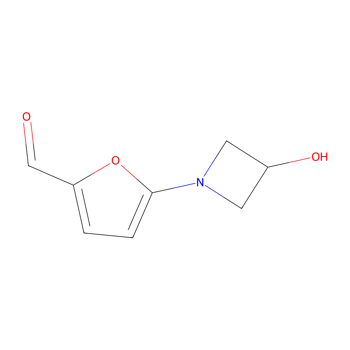 5-(3-Hydroxyazetidin-1-yl)furan-2-carbaldehyde molecular structure, CAS 1515331-00-6