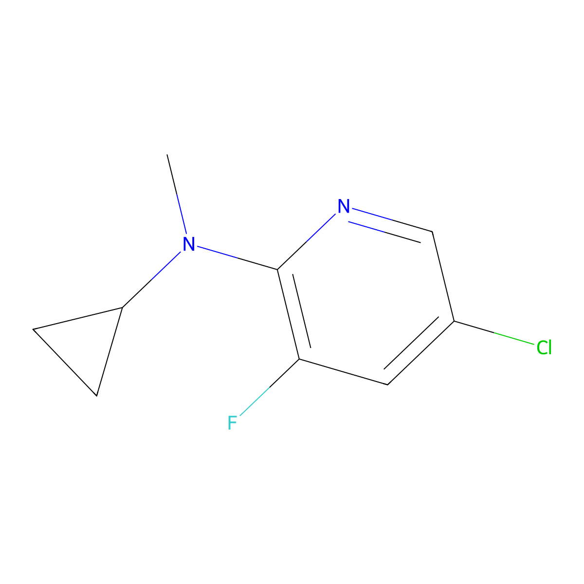 5-chloro-N-cyclopropyl-3-fluoro-N-methylpyridin-2-amine molecular structure, CAS 1515342-81-0