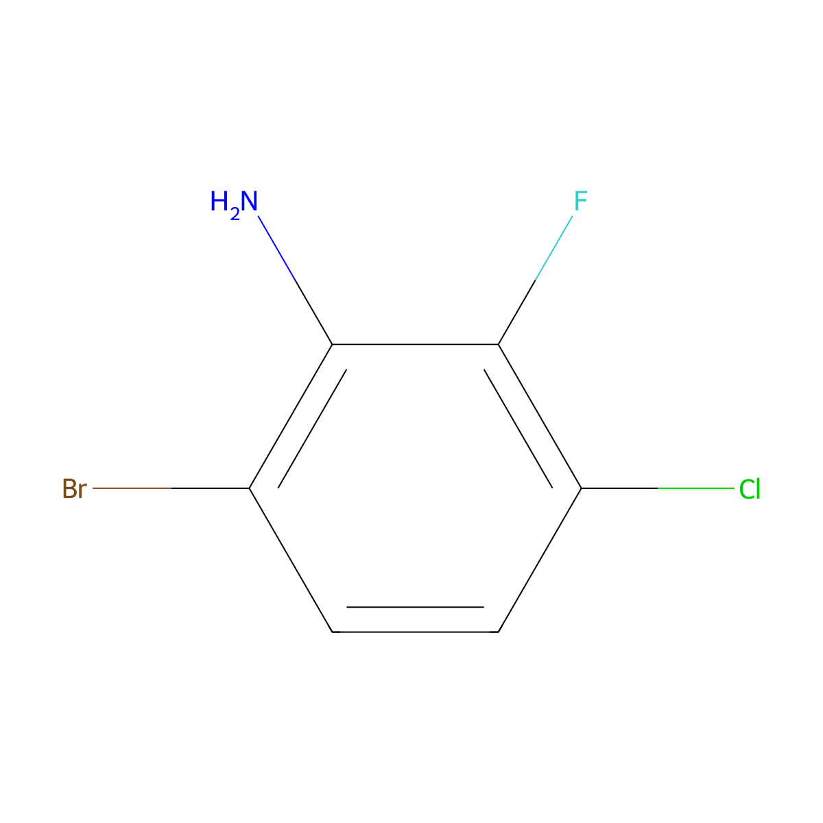 6-Bromo-3-chloro-2-fluoroaniline molecular structure, CAS 1515343-57-3