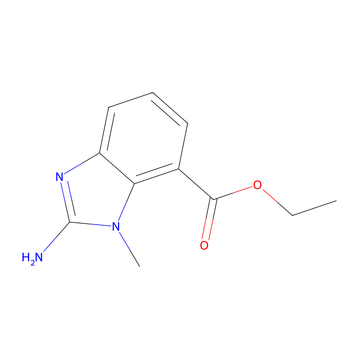 ethyl 2-amino-1-methyl-1H-1,3-benzodiazole-7-carboxylate molecular structure, CAS 1515349-25-3