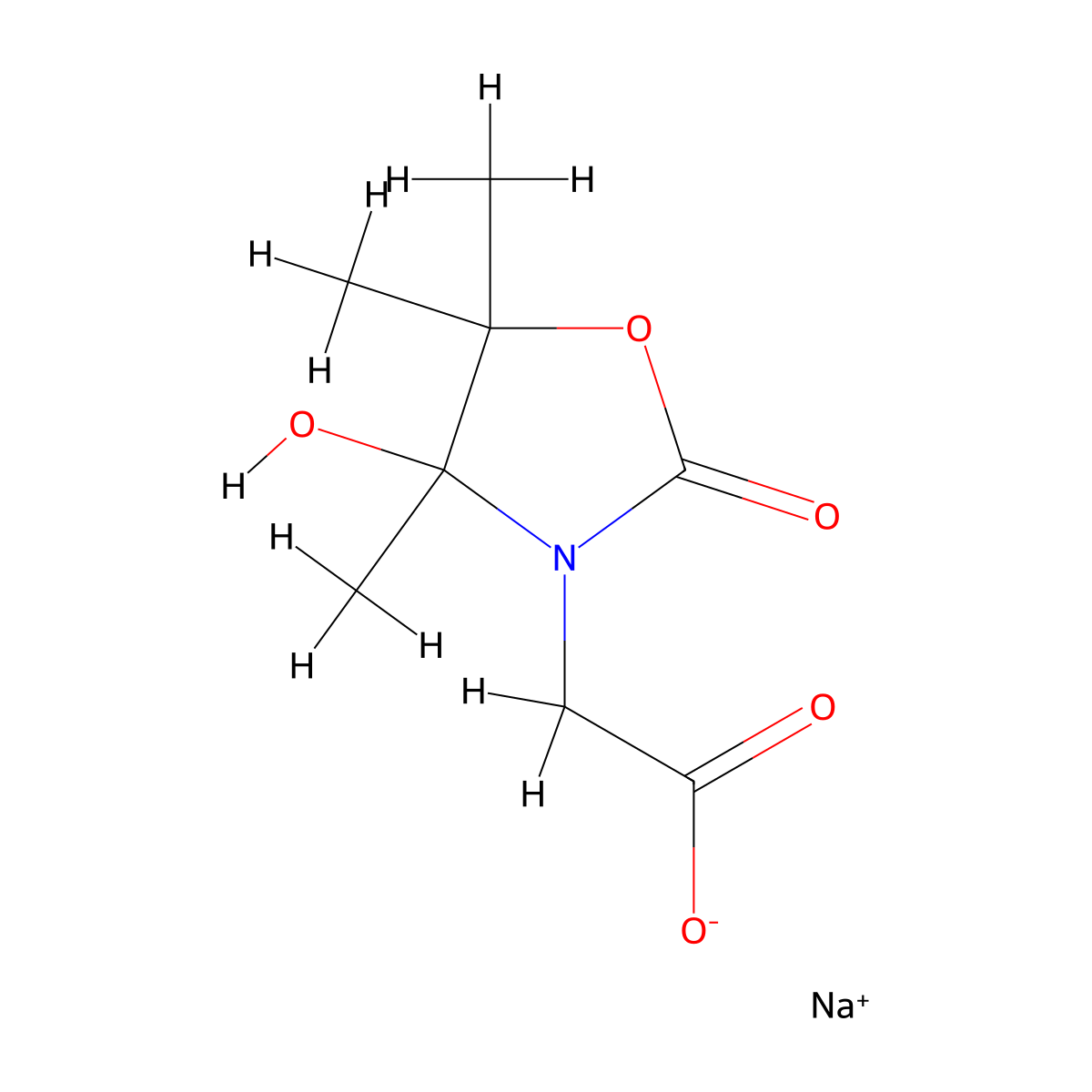 Sodium 2-(4-hydroxy-4,5,5-trimethyl-2-oxo-1,3-oxazolidin-3-yl)acetate molecular structure, CAS 151535-41-0