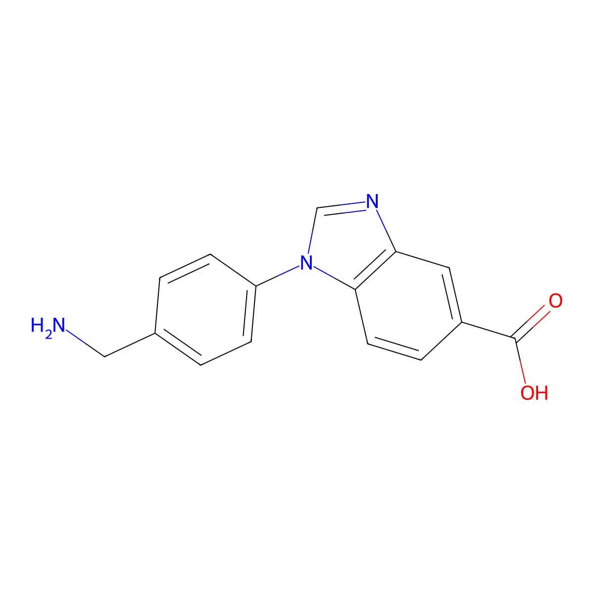 1-[4-(aminomethyl)phenyl]-1H-1,3-benzodiazole-5-carboxylic acid molecular structure, CAS 1515360-23-2