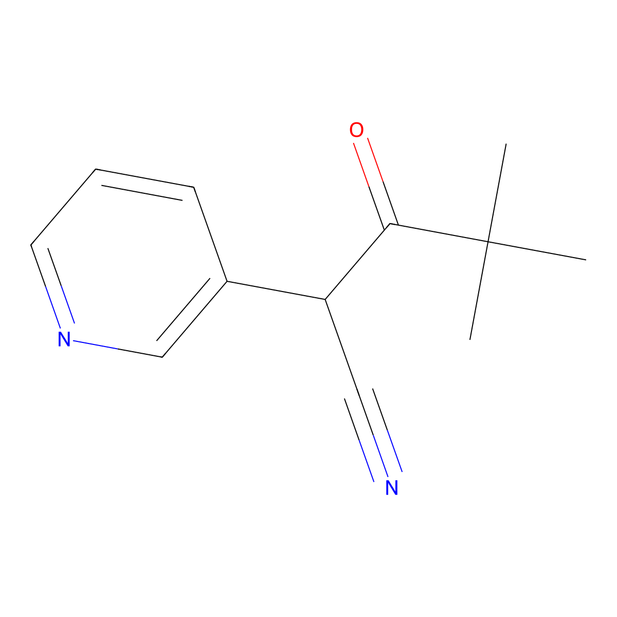 4,4-Dimethyl-3-oxo-2-(pyridin-3-yl)pentanenitrile molecular structure, CAS 1515367-58-4