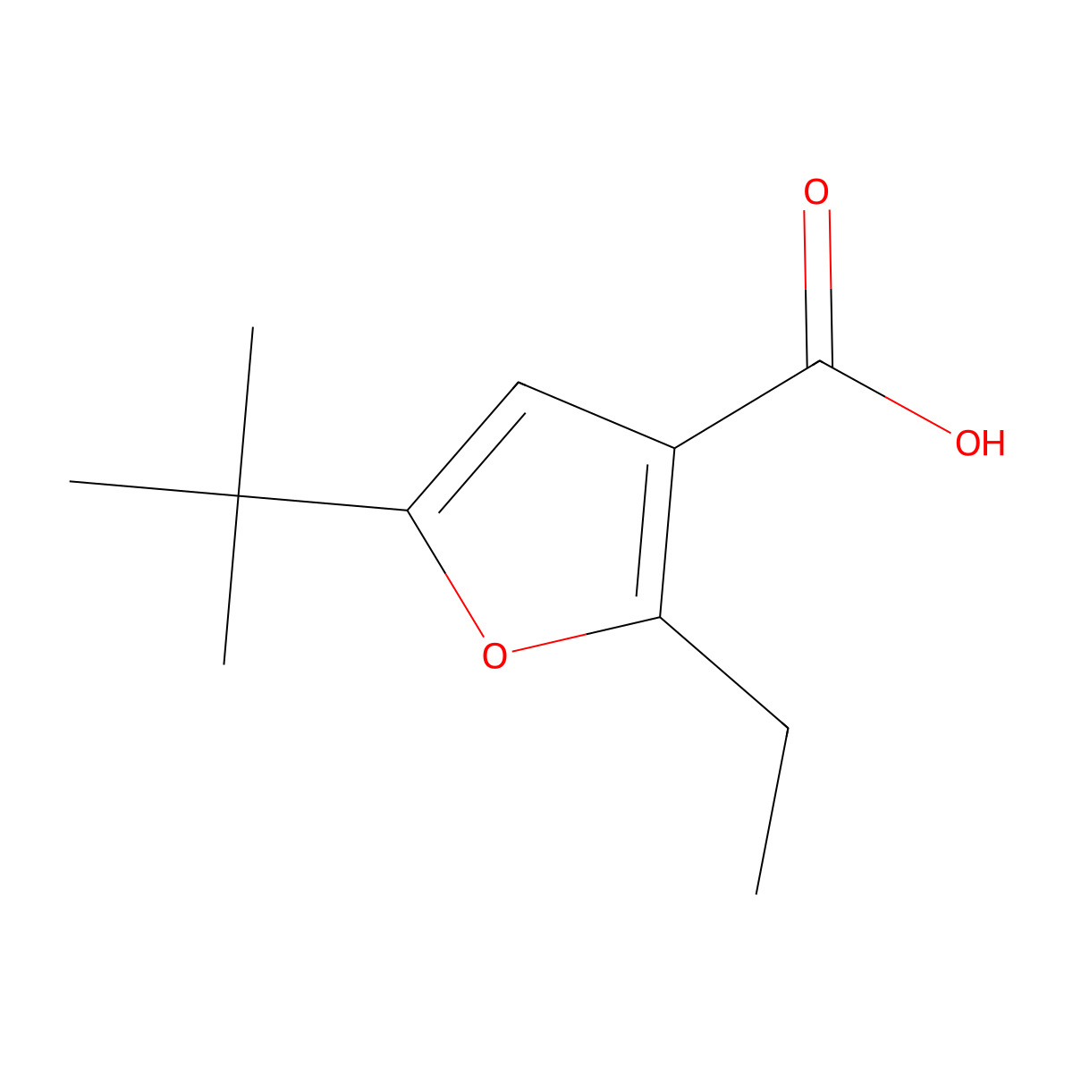 5-tert-Butyl-2-ethylfuran-3-carboxylic acid molecular structure, CAS 1515373-51-9
