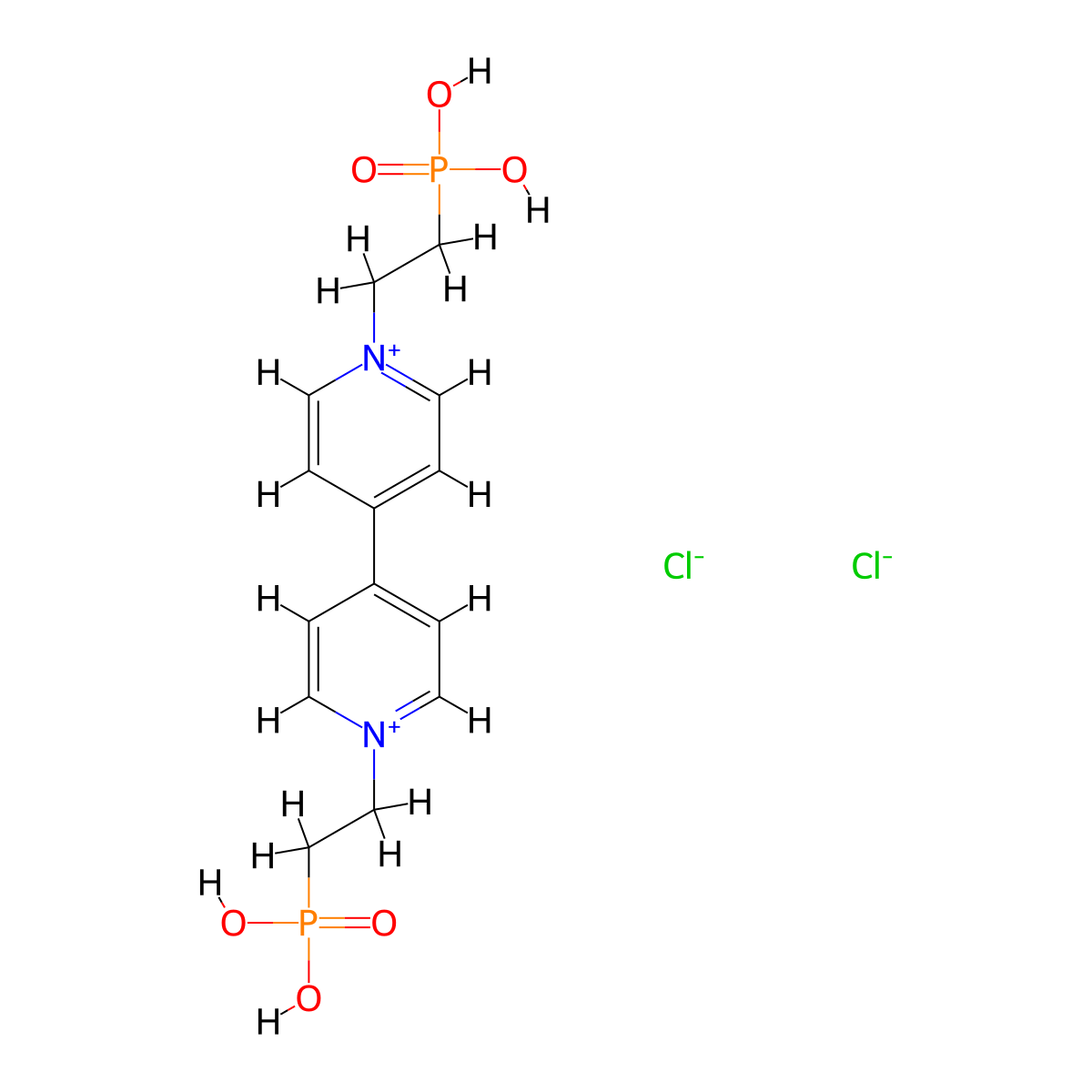 1,1'-Bis(2-phosphonoethyl)-[4,4'-bipyridine]-1,1'-diium chloride molecular structure, CAS 151538-79-3