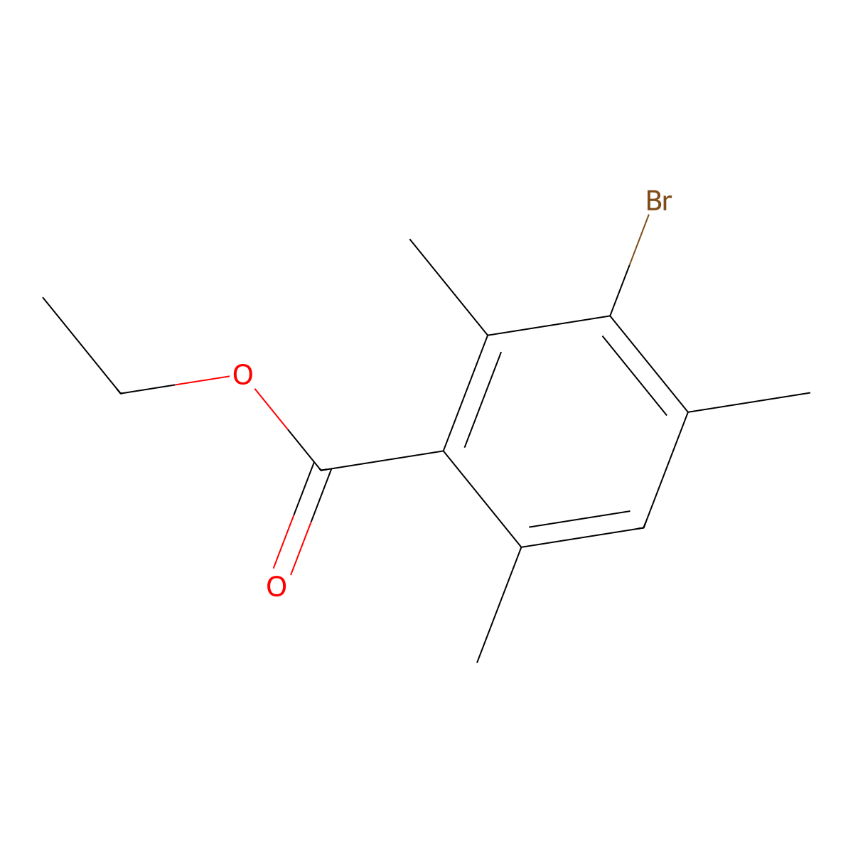 Ethyl 3-bromo-2,4,6-trimethylbenzoate molecular structure, CAS 1515382-53-2
