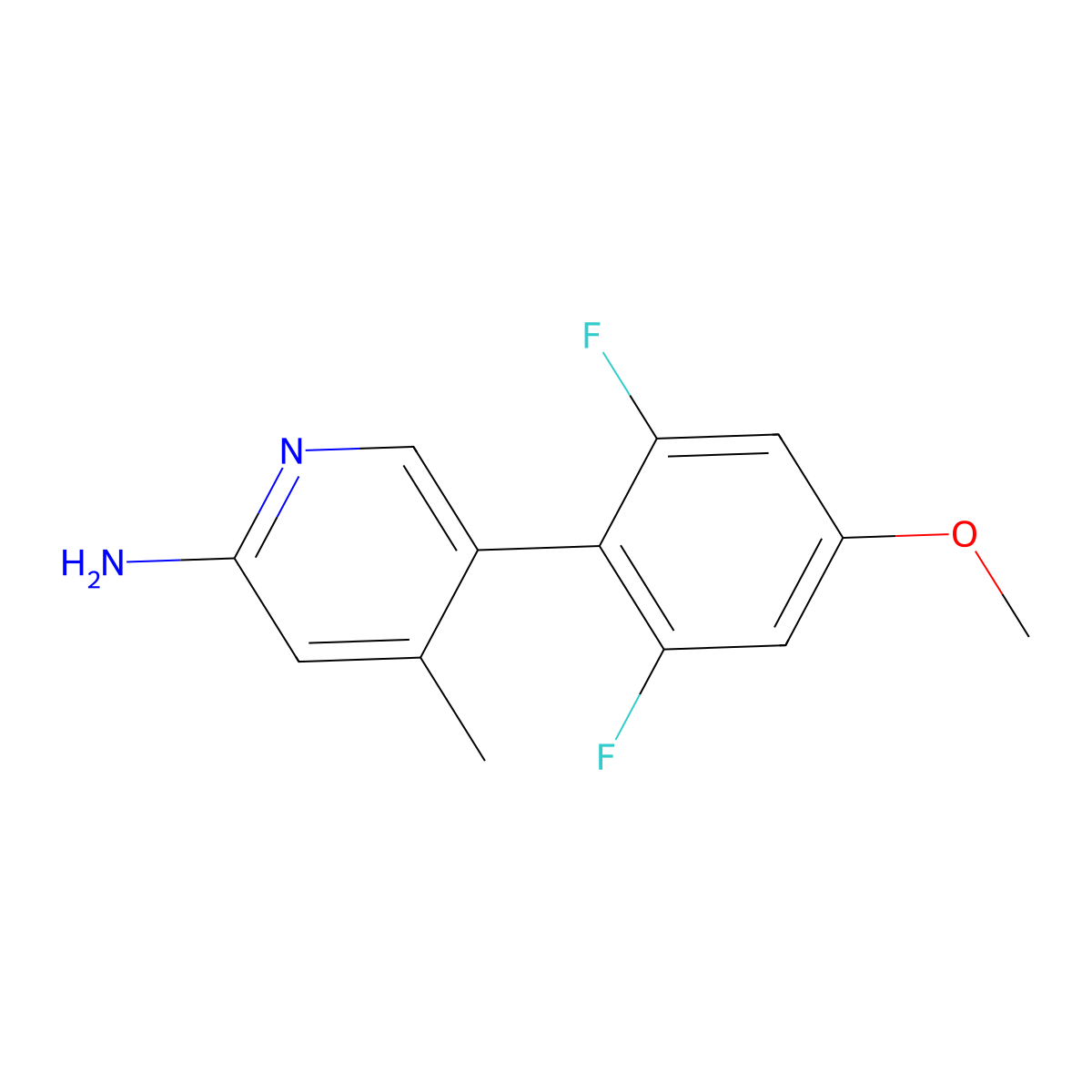 5-(2,6-Difluoro-4-methoxyphenyl)-4-methyl-2-pyridinamine molecular structure, CAS 1515383-80-8