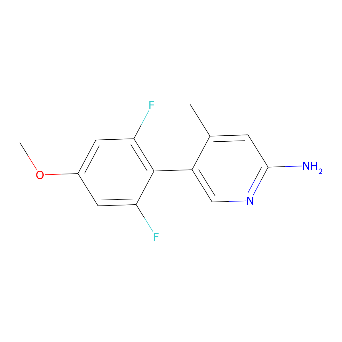 5-(2,6-Difluoro-4-methoxyphenyl)-4-methyl-2-pyridinamine molecular structure, CAS 1515383-80-8