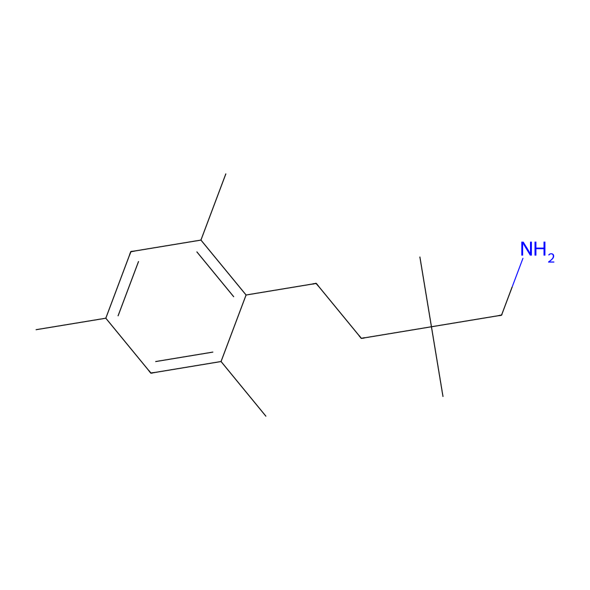4-Mesityl-2,2-dimethylbutan-1-amine molecular structure, CAS 1515384-19-6