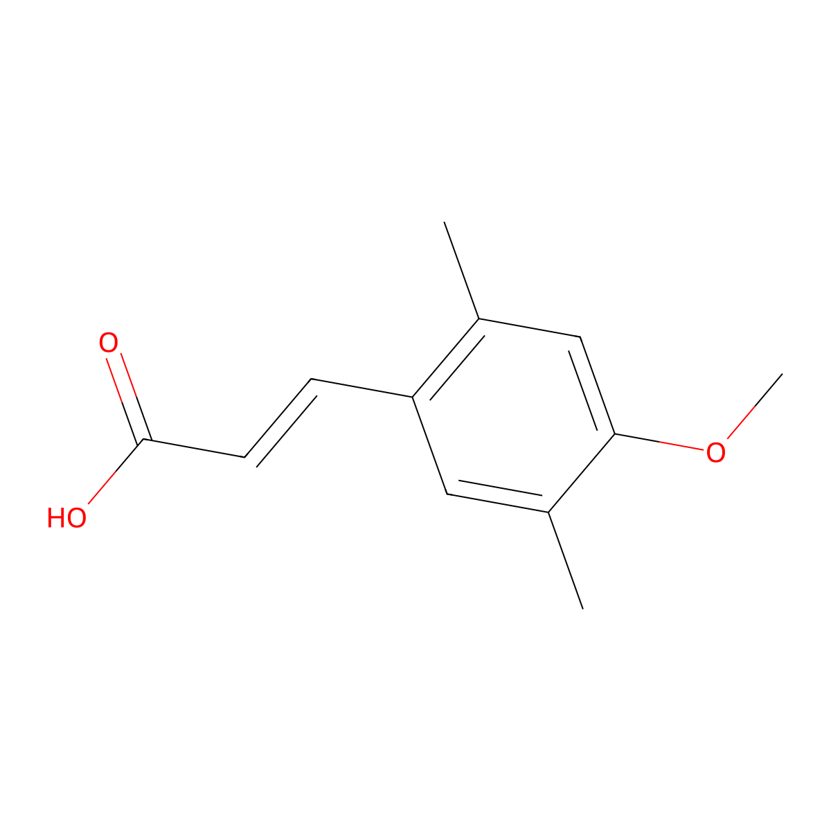 (E)-3-(4-methoxy-2,5-dimethylphenyl)prop-2-enoic acid molecular structure, CAS 151539-38-7