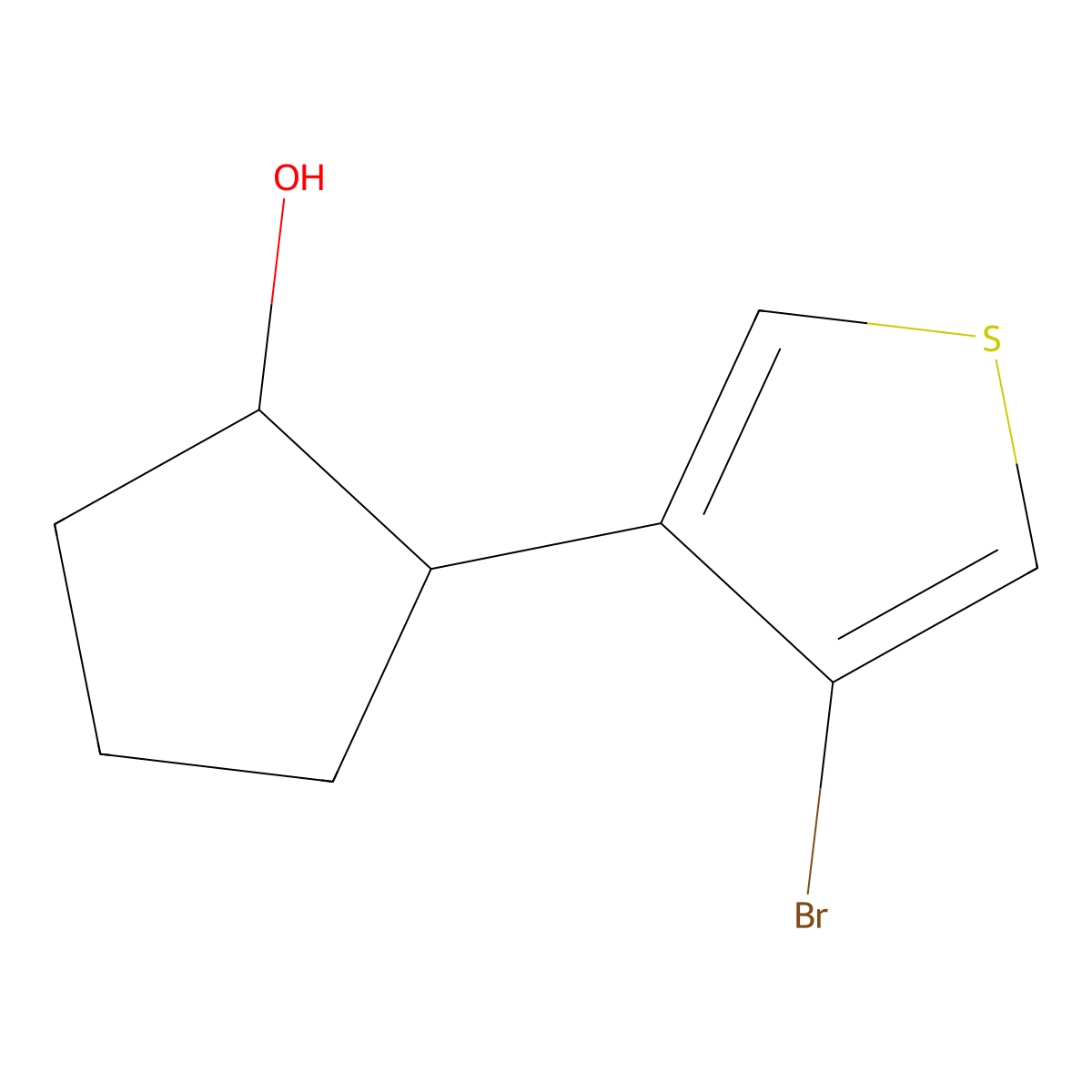 2-(4-Bromothiophen-3-yl)cyclopentan-1-ol molecular structure, CAS 1515391-11-3