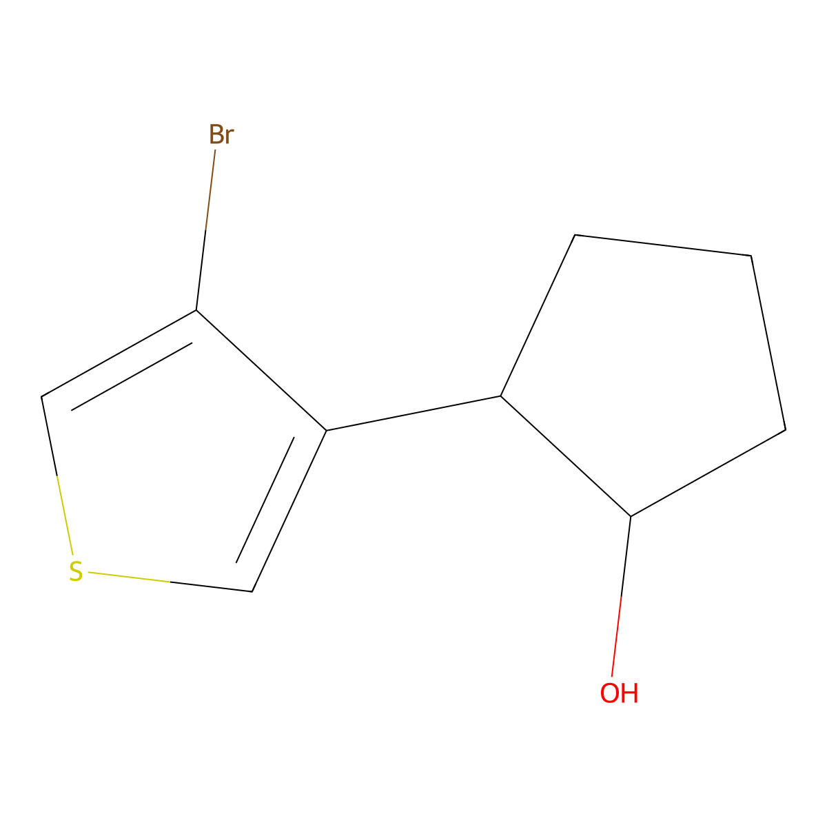 2-(4-Bromothiophen-3-yl)cyclopentan-1-ol molecular structure, CAS 1515391-11-3