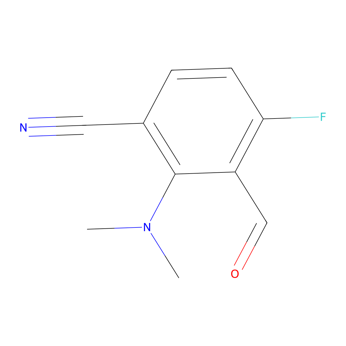 2-(Dimethylamino)-4-fluoro-3-formylbenzonitrile molecular structure, CAS 1515395-53-5