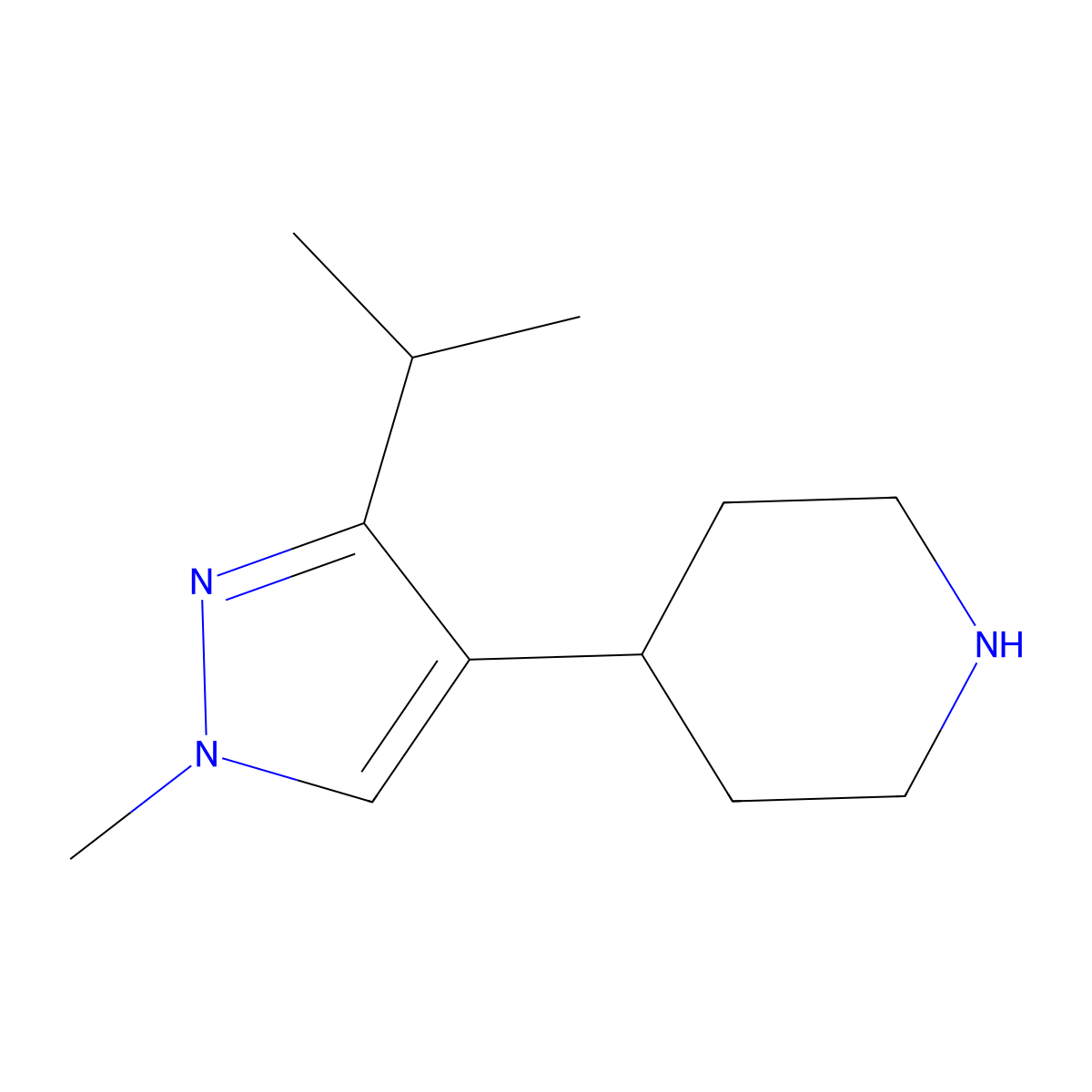 4-[1-Methyl-3-(propan-2-yl)-1H-pyrazol-4-yl]piperidine molecular structure, CAS 1515406-12-8