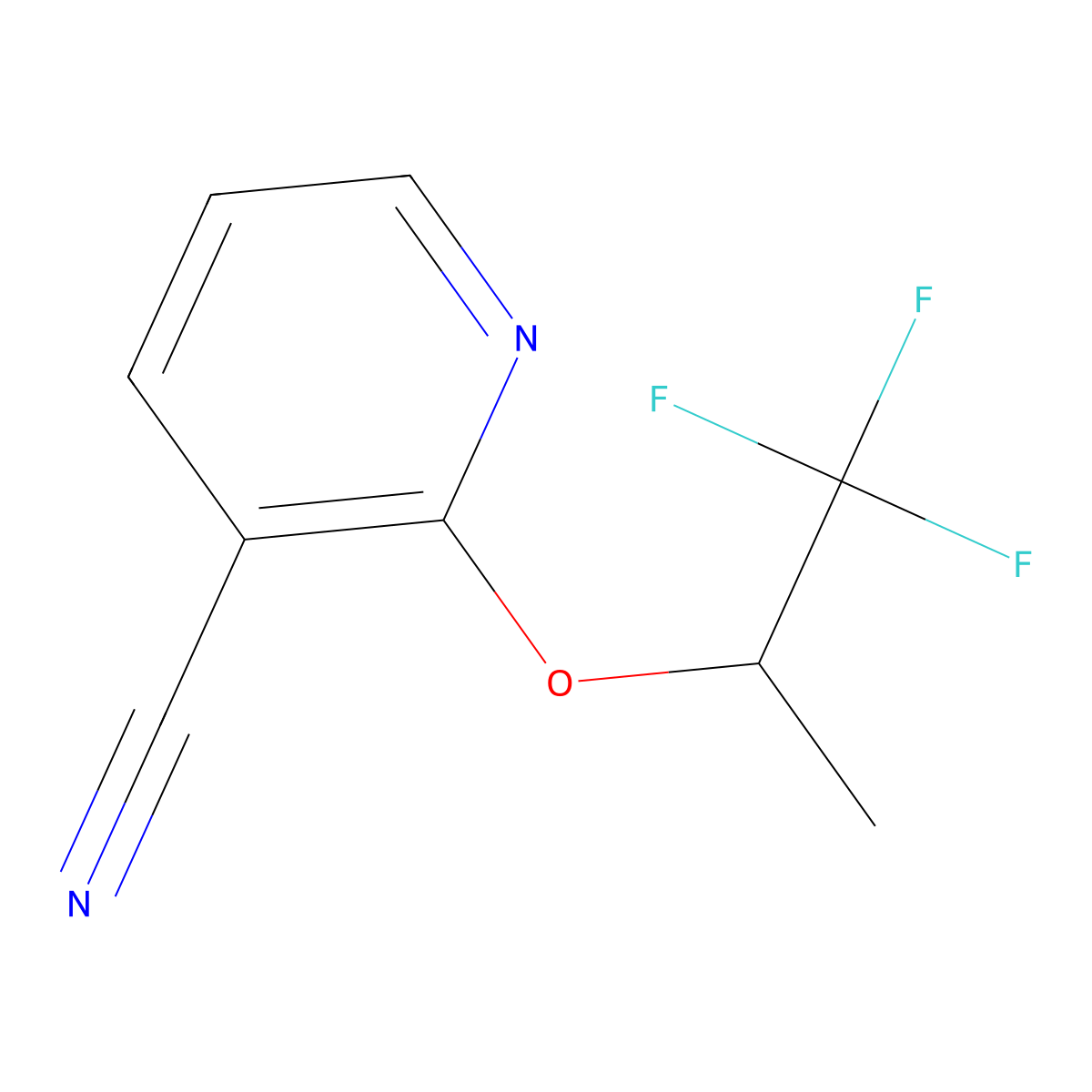 2-[(1,1,1-Trifluoropropan-2-yl)oxy]pyridine-3-carbonitrile molecular structure, CAS 1515425-69-0
