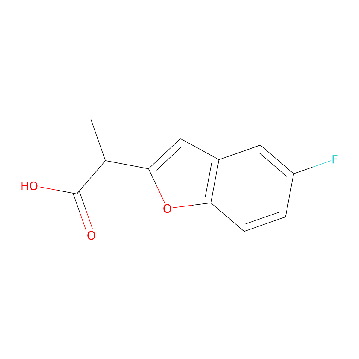 2-(5-Fluoro-1-benzofuran-2-yl)propanoic acid molecular structure, CAS 1515450-10-8