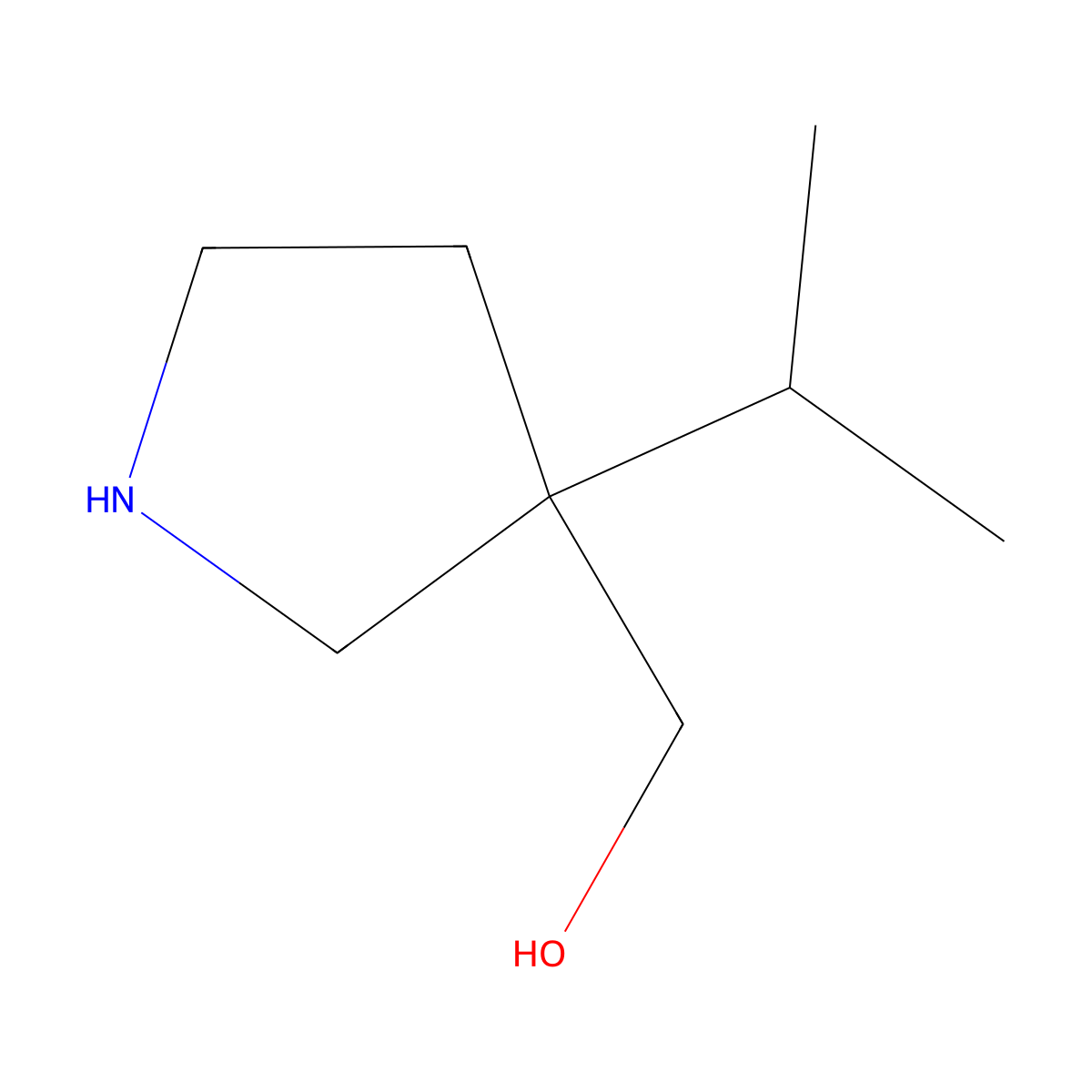 [3-(Propan-2-yl)pyrrolidin-3-yl]methanol molecular structure, CAS 1515457-62-1