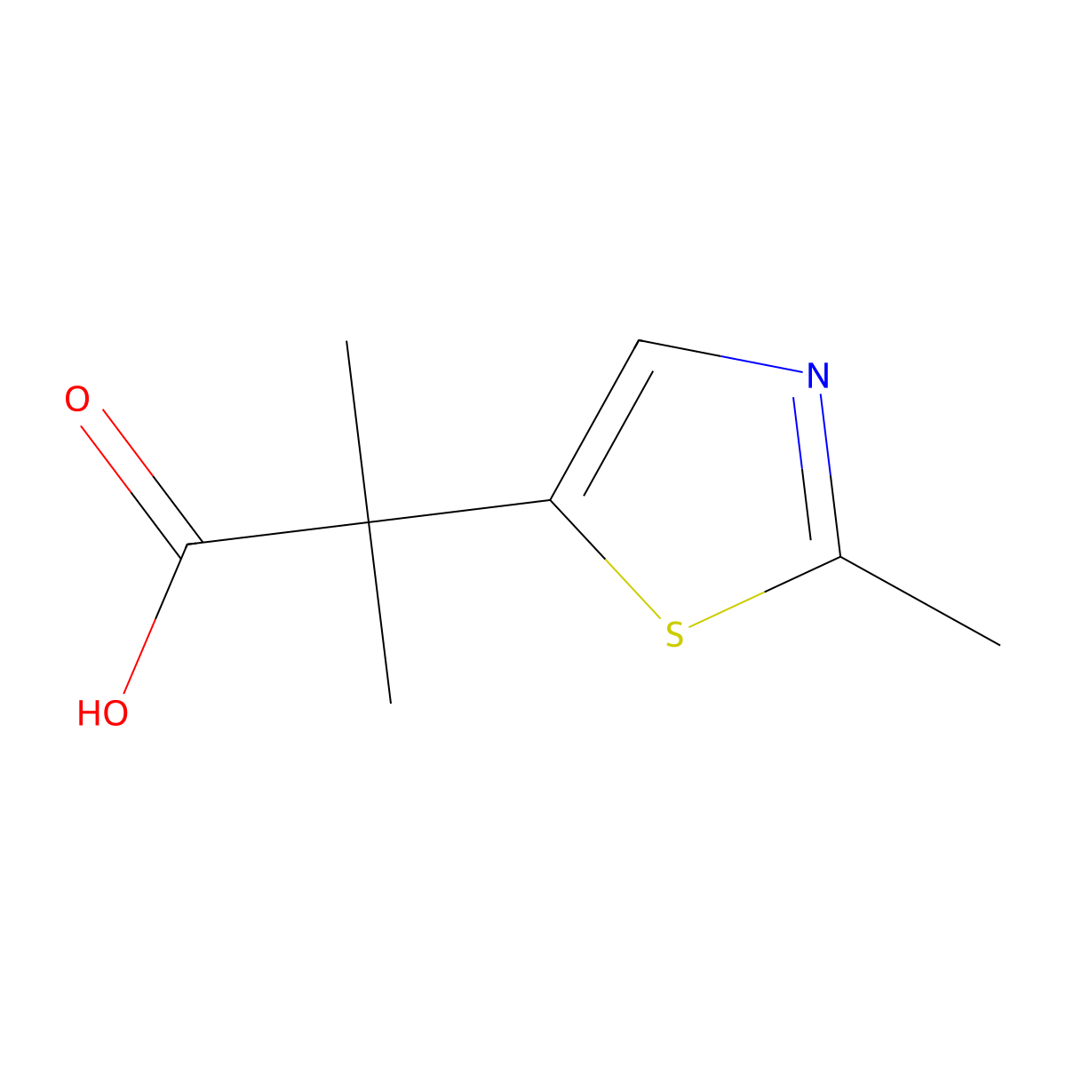 2-Methyl-2-(2-methyl-1,3-thiazol-5-YL)propanoic acid molecular structure, CAS 1515460-51-1