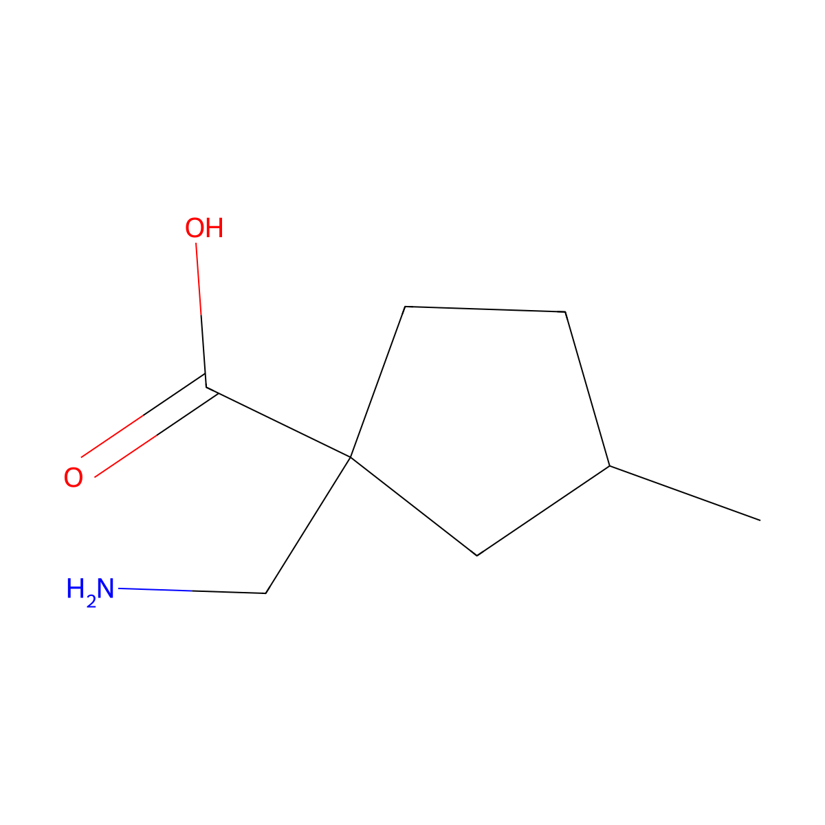 1-(Aminomethyl)-3-methylcyclopentane-1-carboxylic acid molecular structure, CAS 1515469-34-7