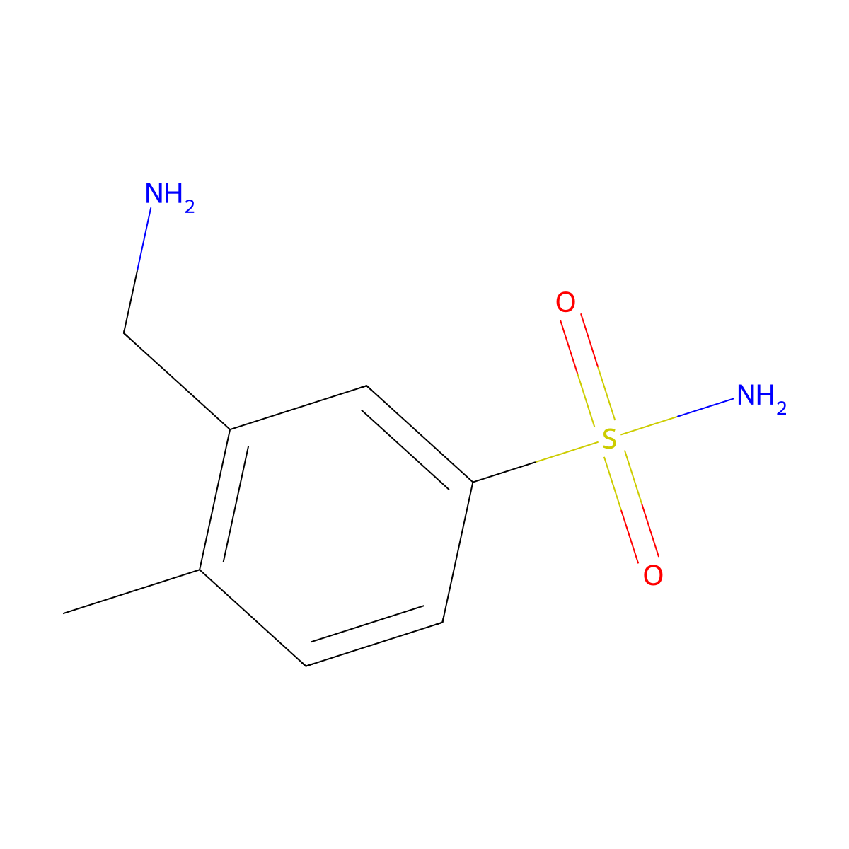 3-(Aminomethyl)-4-methylbenzene-1-sulfonamide molecular structure, CAS 1515483-30-3