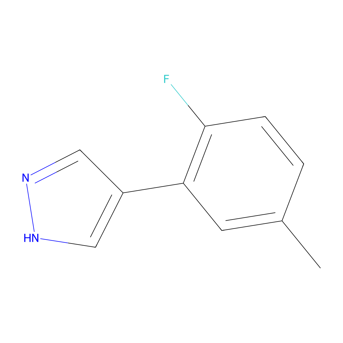4-(2-fluoro-5-methylphenyl)-1H-pyrazole molecular structure, CAS 1515549-32-2