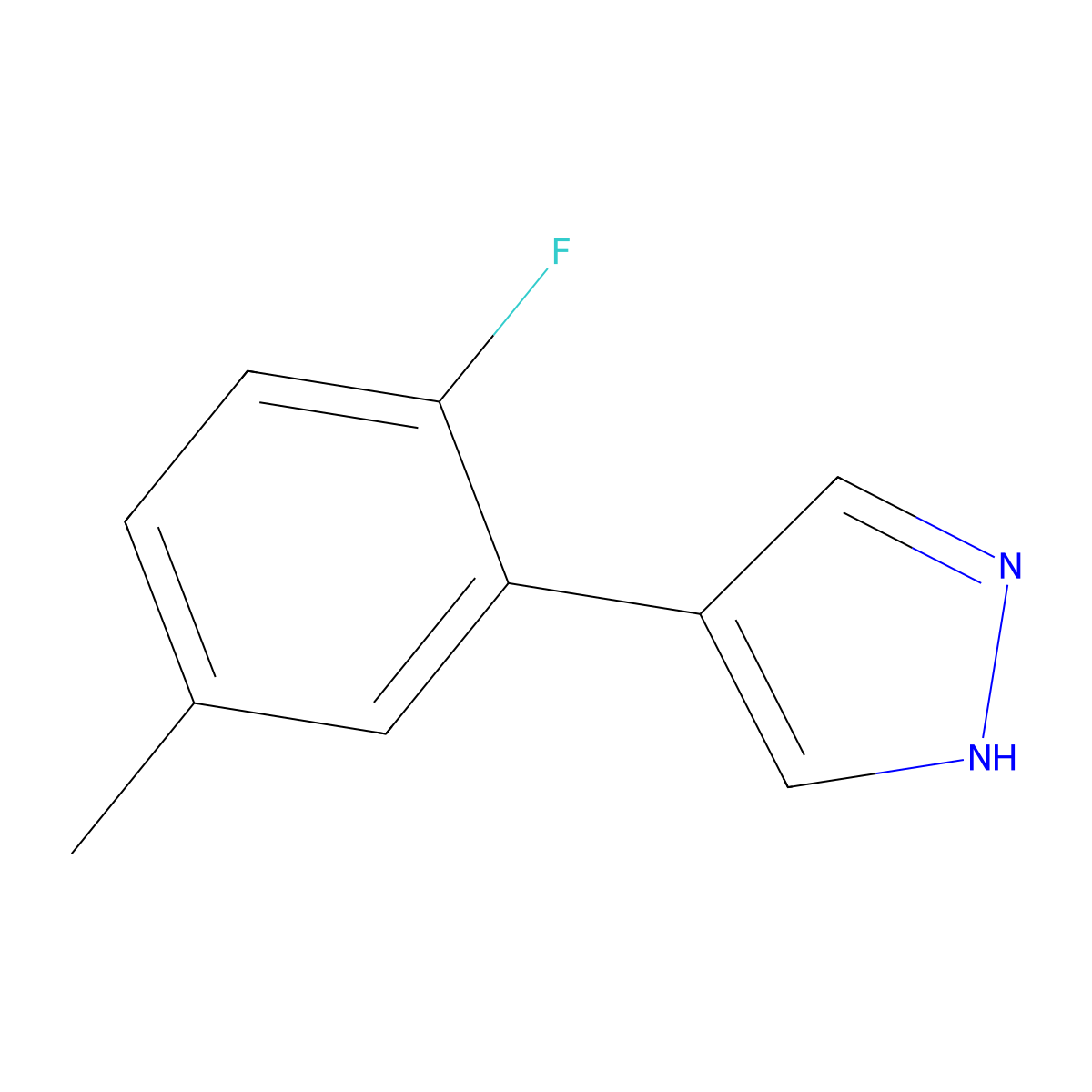 4-(2-fluoro-5-methylphenyl)-1H-pyrazole molecular structure, CAS 1515549-32-2