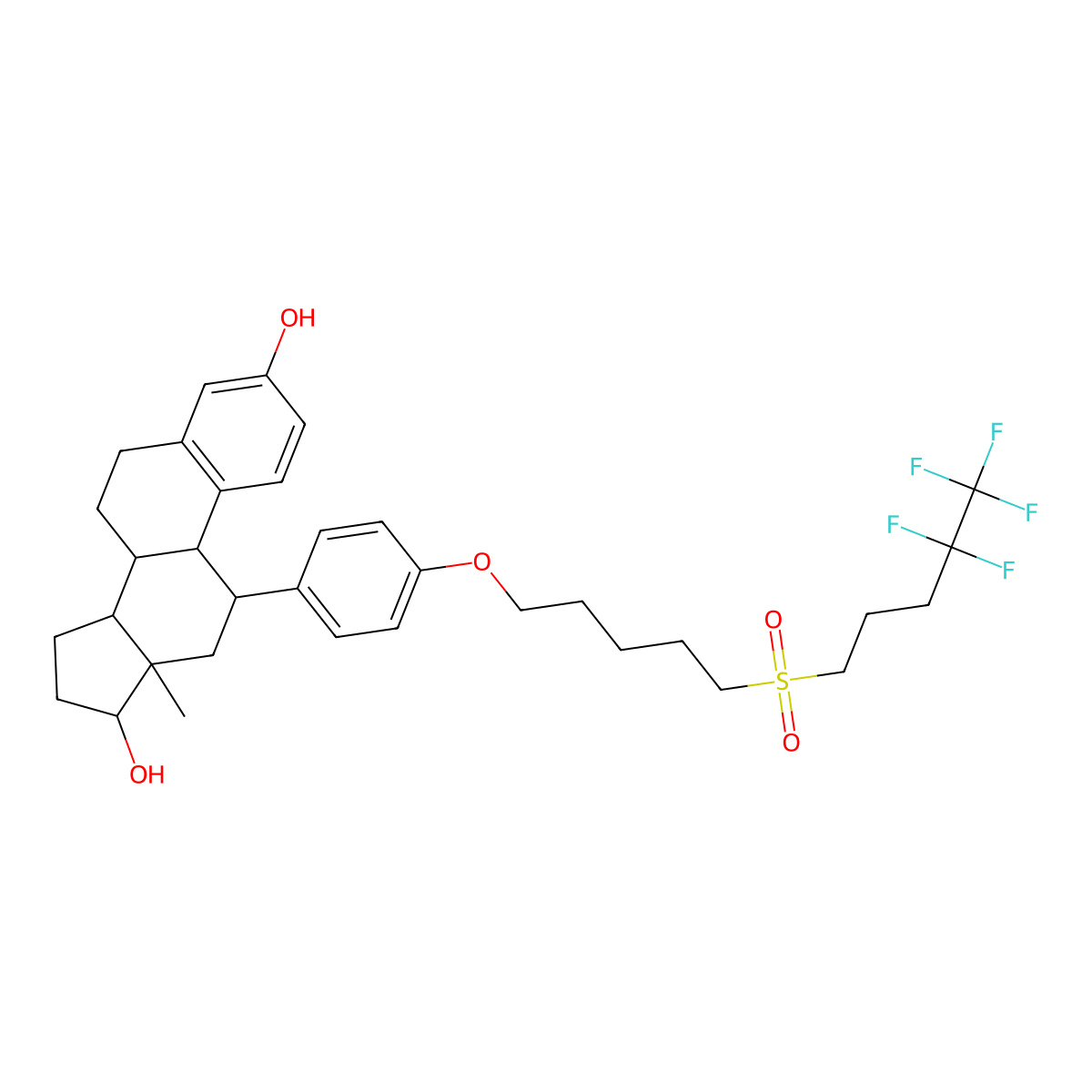(11beta,17beta)-11-(4-((5-((4,4,5,5,5-Pentafluoropentyl)sulfonyl)pentyl)oxy)phenyl)estra-1,3,5(10)-triene-3,17-diol molecular structure, CAS 151555-47-4