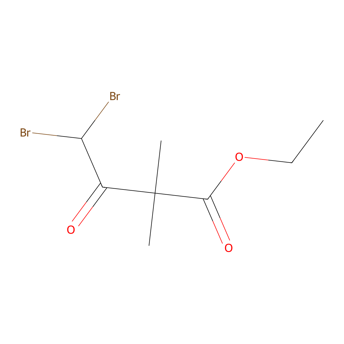 Ethyl 4,4-dibromo-2,2-dimethyl-3-oxobutanoate molecular structure, CAS 151556-85-3