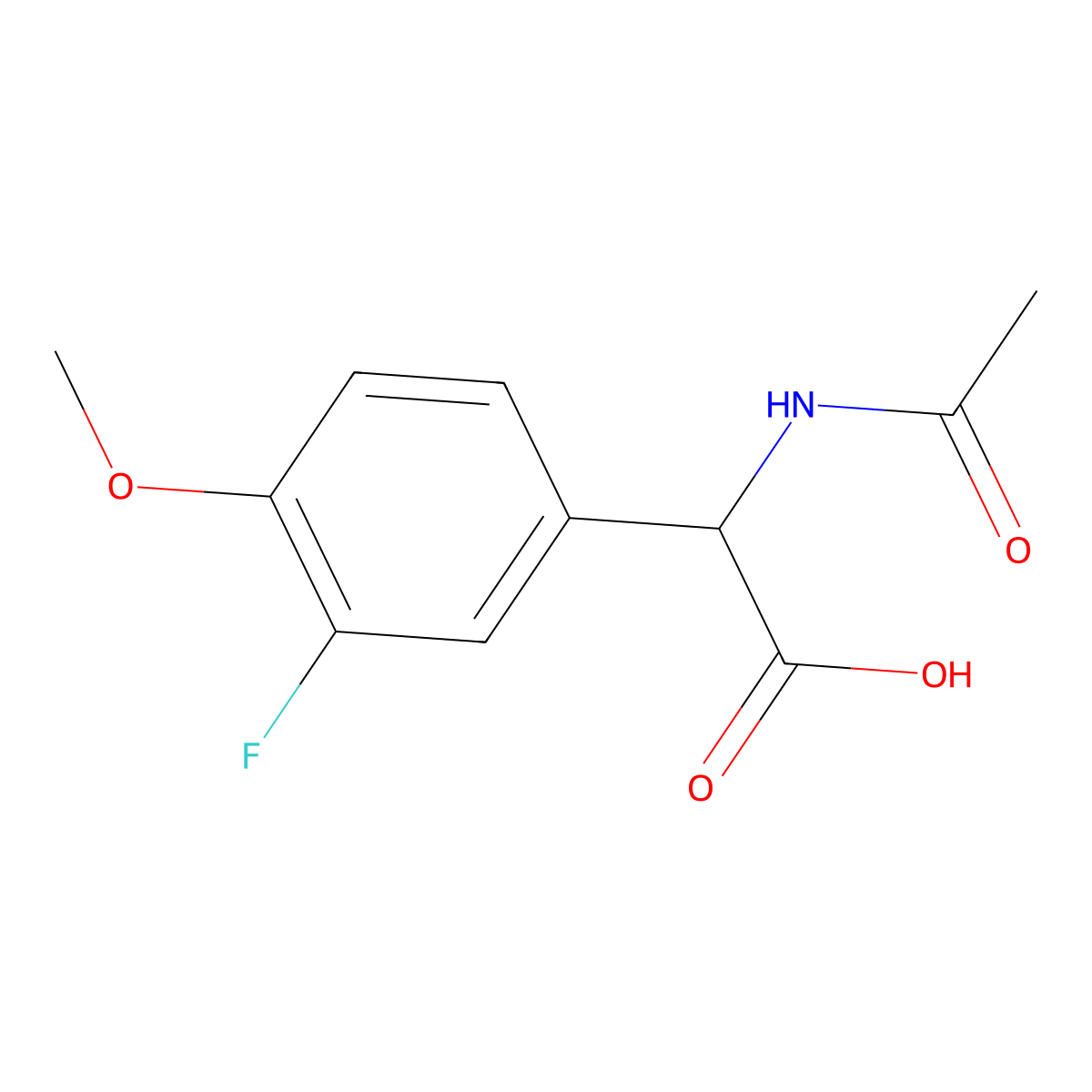 2-Acetamido-2-(3-fluoro-4-methoxyphenyl)acetic acid molecular structure, CAS 1515561-50-8