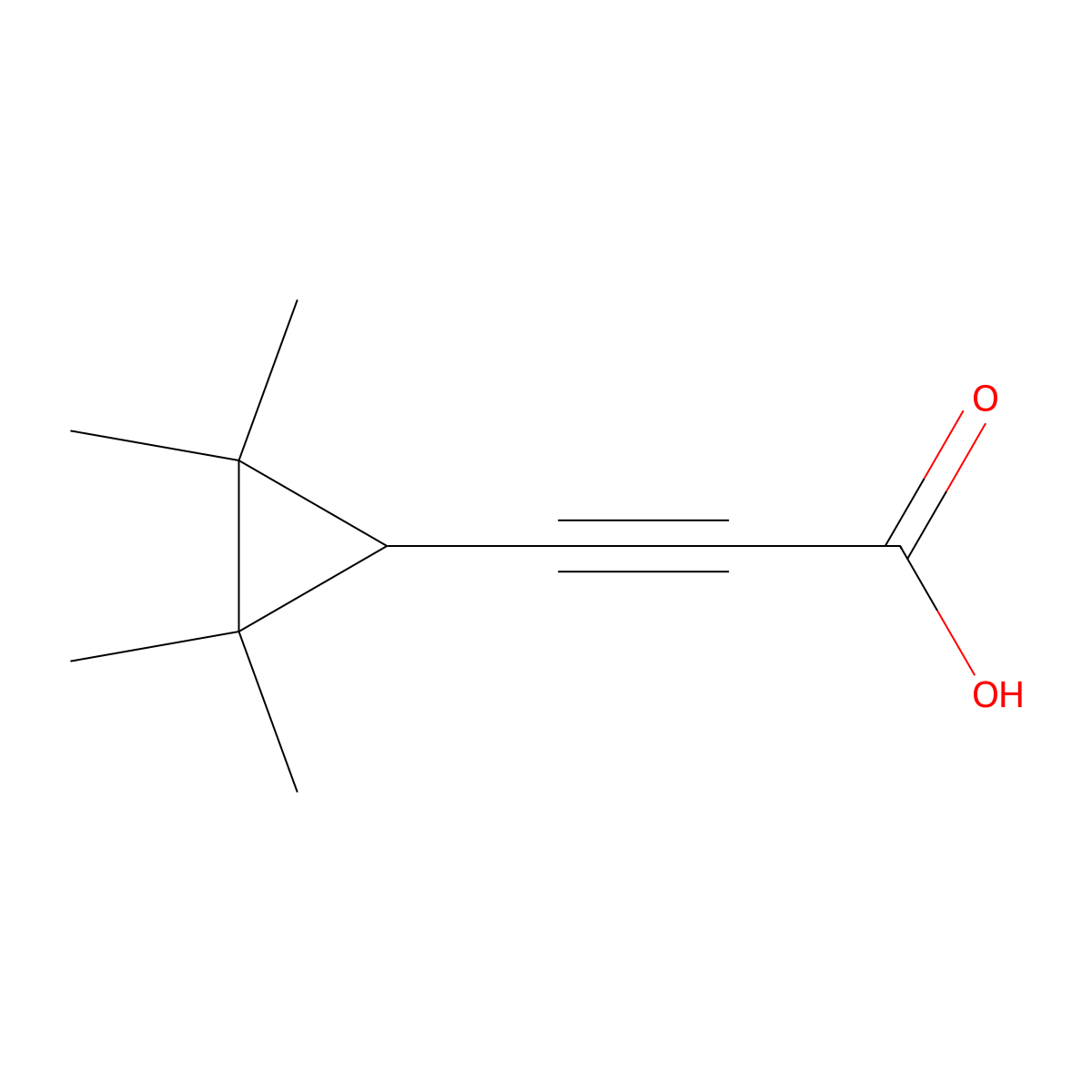 3-(2,2,3,3-Tetramethylcyclopropyl)prop-2-ynoic acid molecular structure, CAS 1515574-54-5